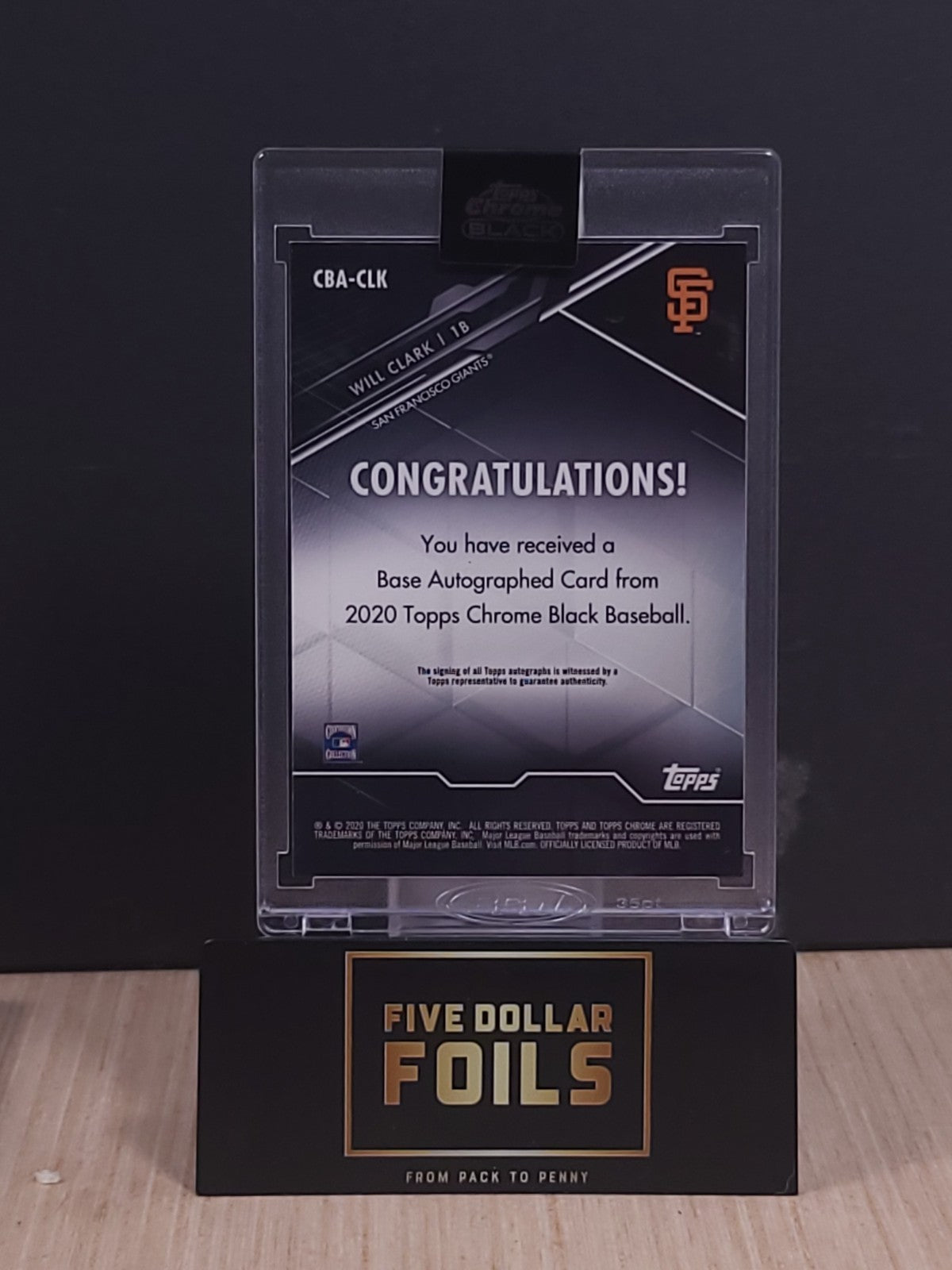 2020 Topps Chrome Black - Orange Autographs Will Clark #CBA-CLK 2/25