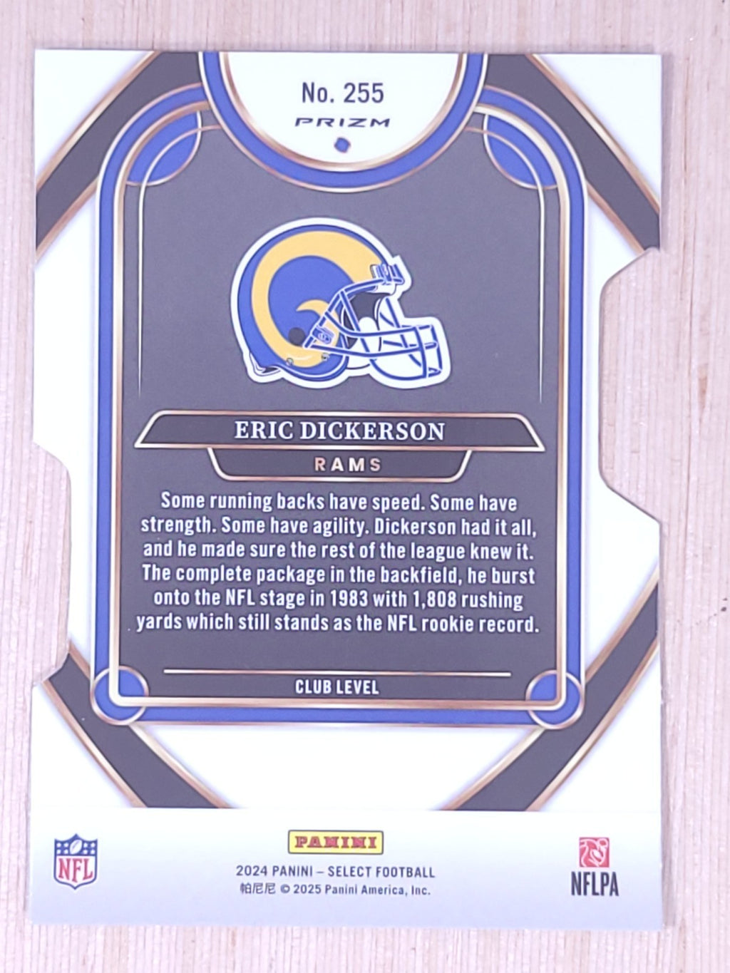 2024 Panini Select #255 Eric Dickerson Club Level Die-Cut  Prizm