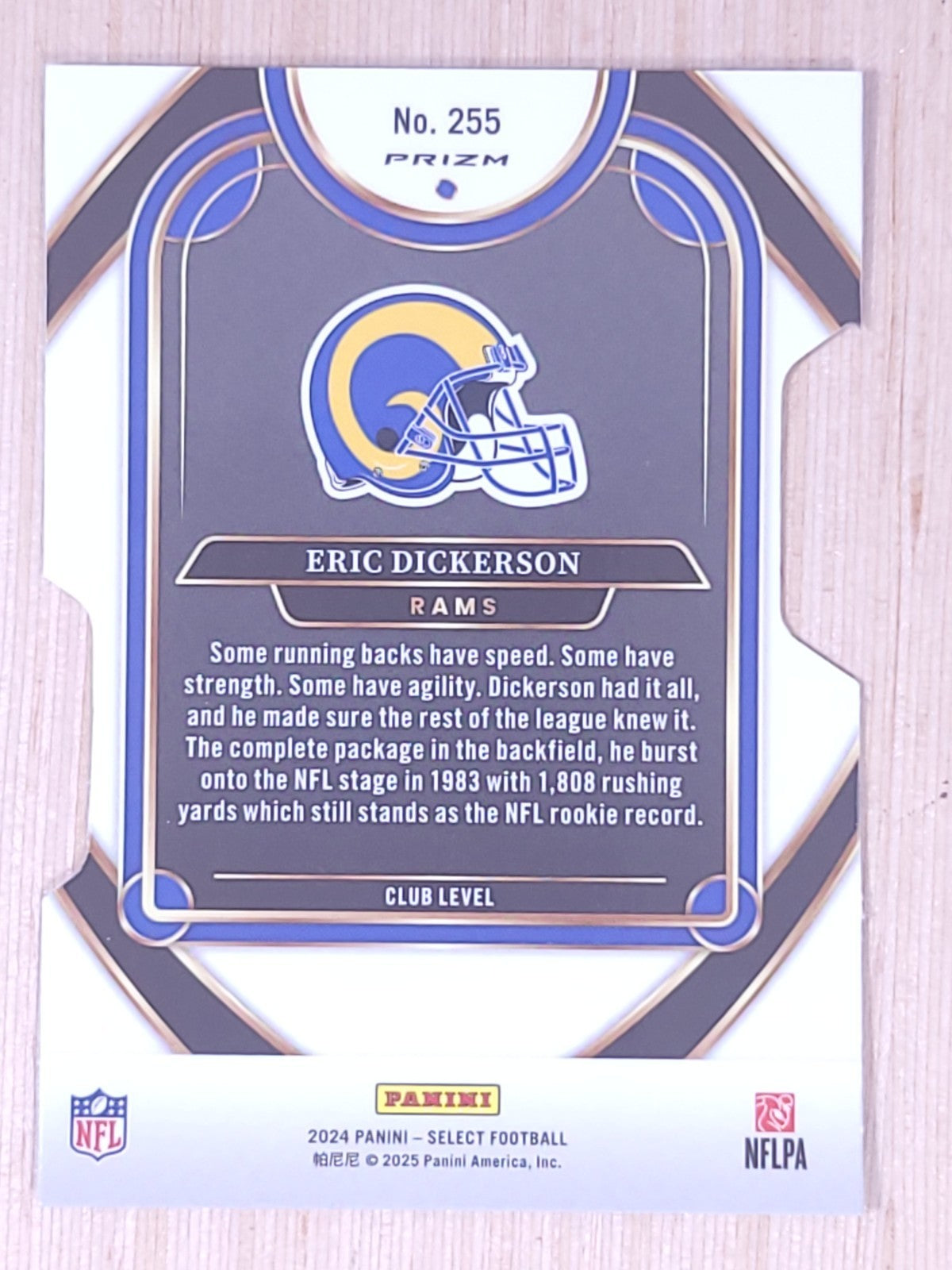 2024 Panini Select #255 Eric Dickerson Club Level Die-Cut  Prizm