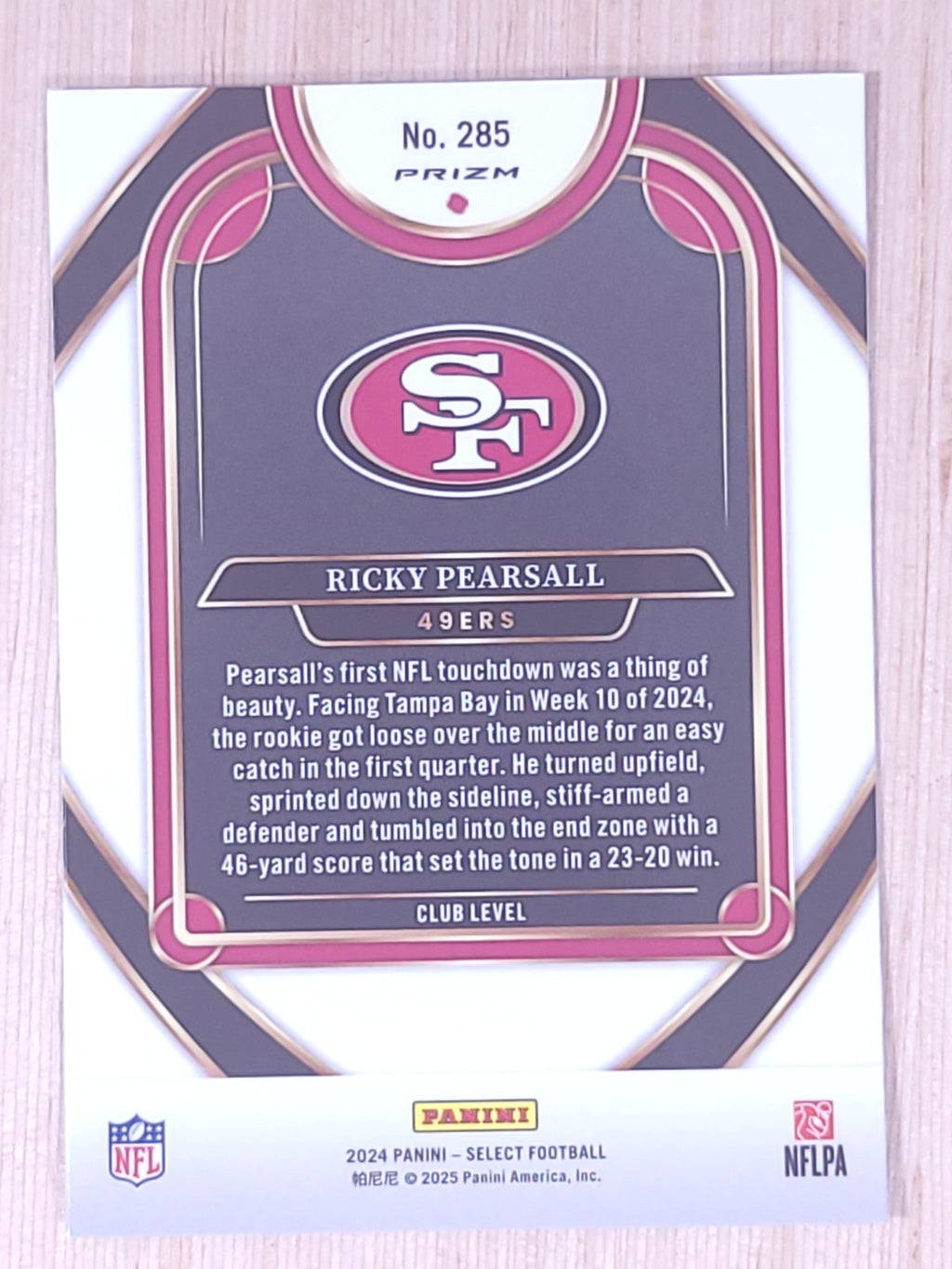 2024 Panini Select #285 Ricky Pearsall Club Level Green Yellow Shock