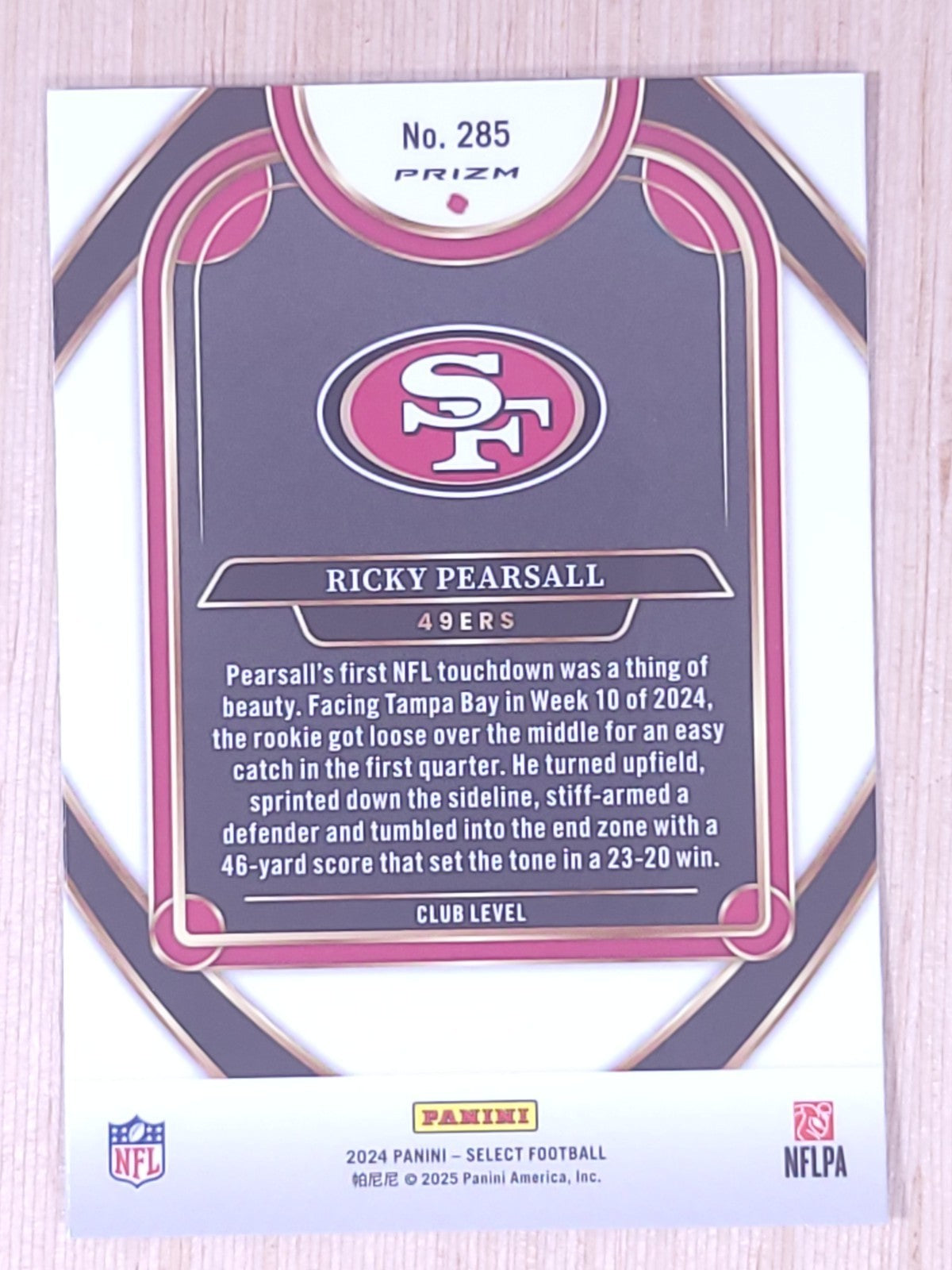 2024 Panini Select #285 Ricky Pearsall Club Level Green Yellow Shock