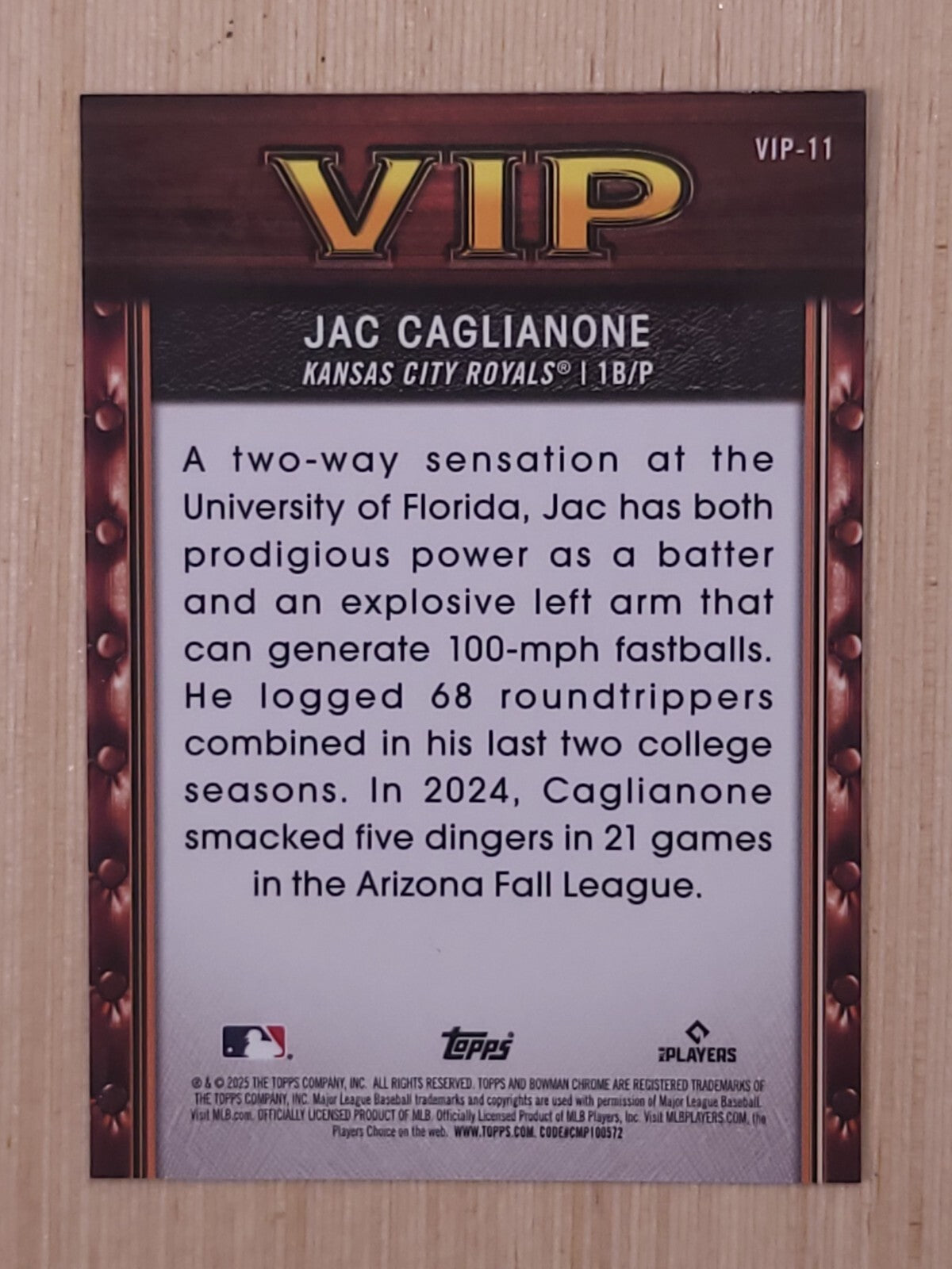 2025 Bowman VIP Jac Caglianone #VIP-11