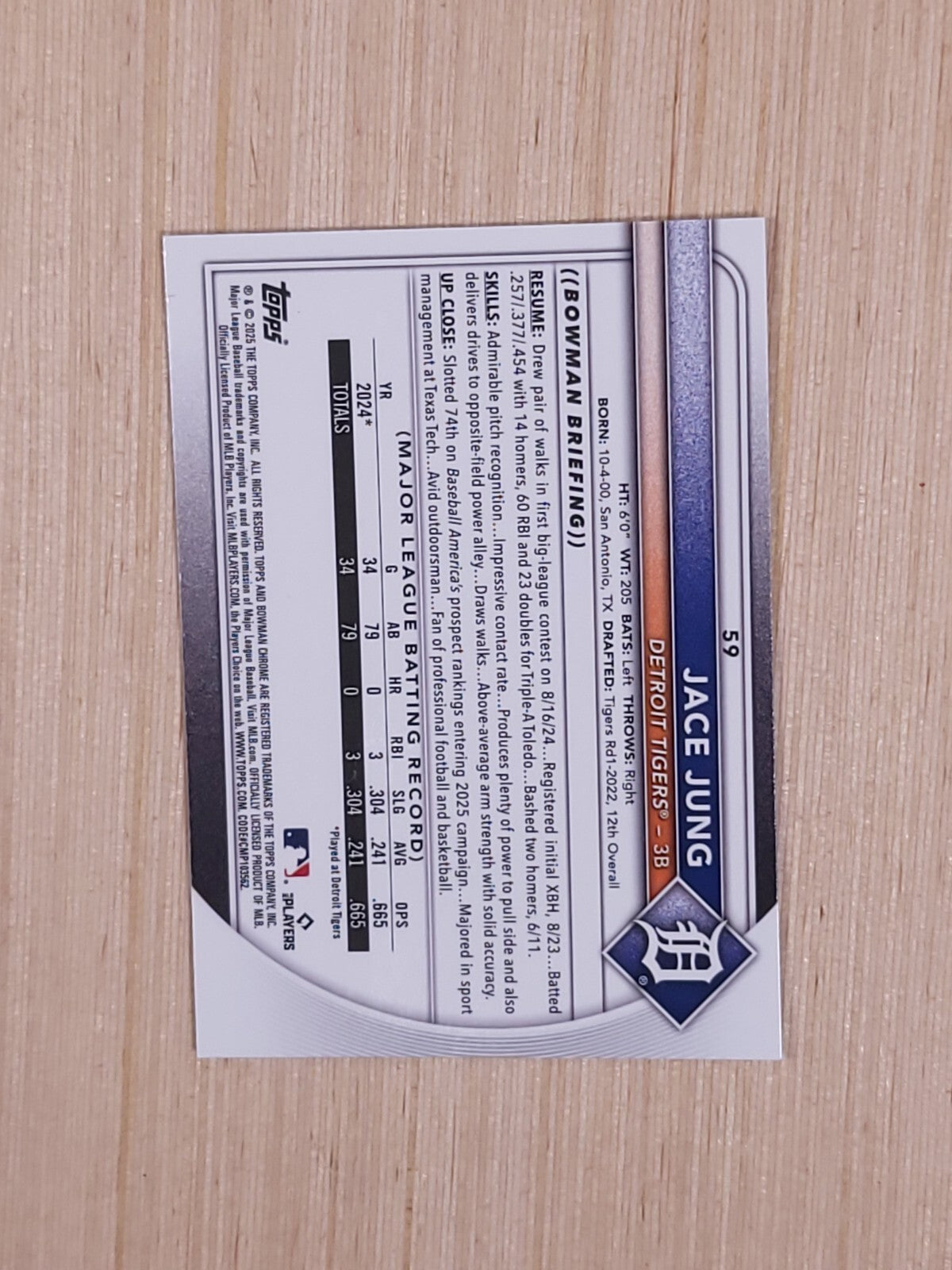 2025 Bowman Chrome #59 Jace Jung Mega Box Mojo
