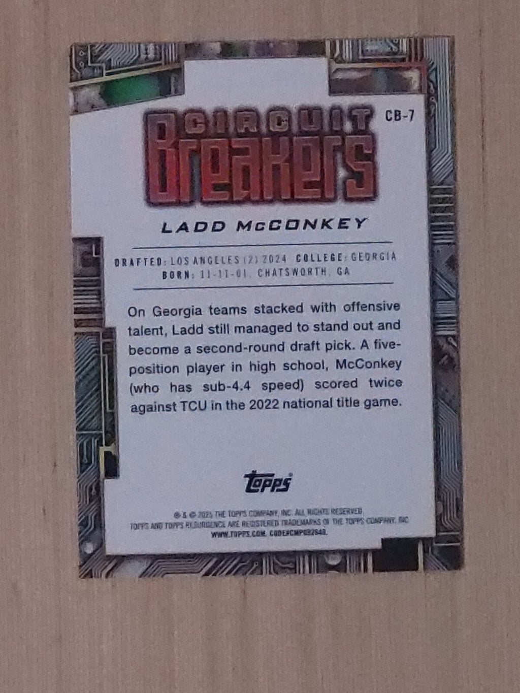 2025 Topps Resurgence Circuit Breakers CB-7 Ladd McConkey