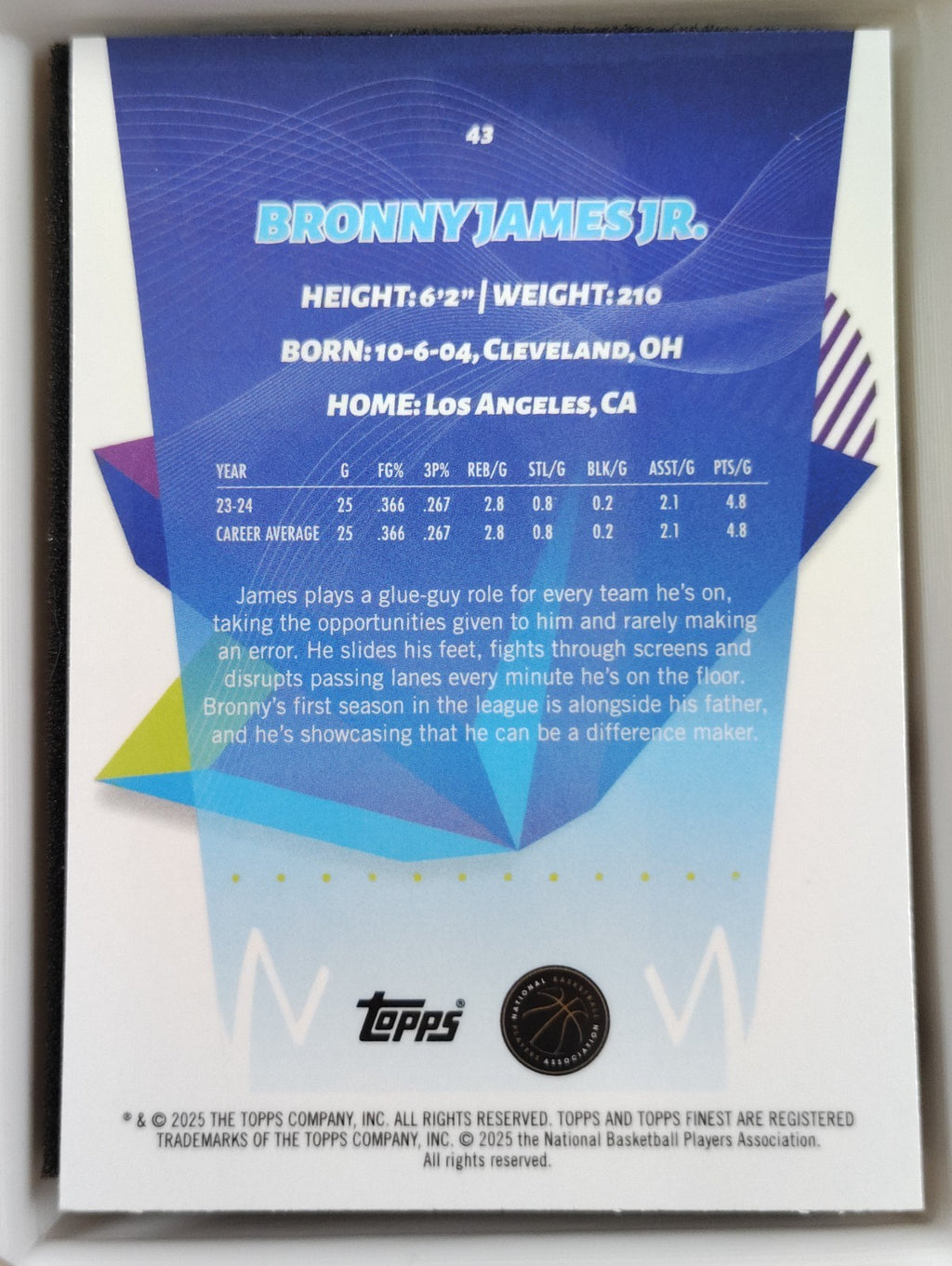 2024-25 Topps Finest - Bronny James #43