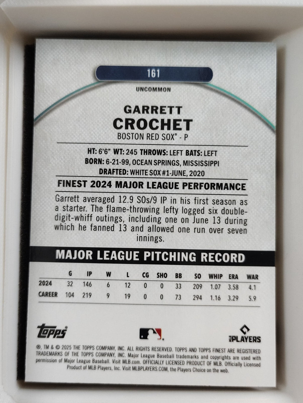 2025 Topps Finest - Uncommon Garrett Crochet #161 Checkerboard Refractor