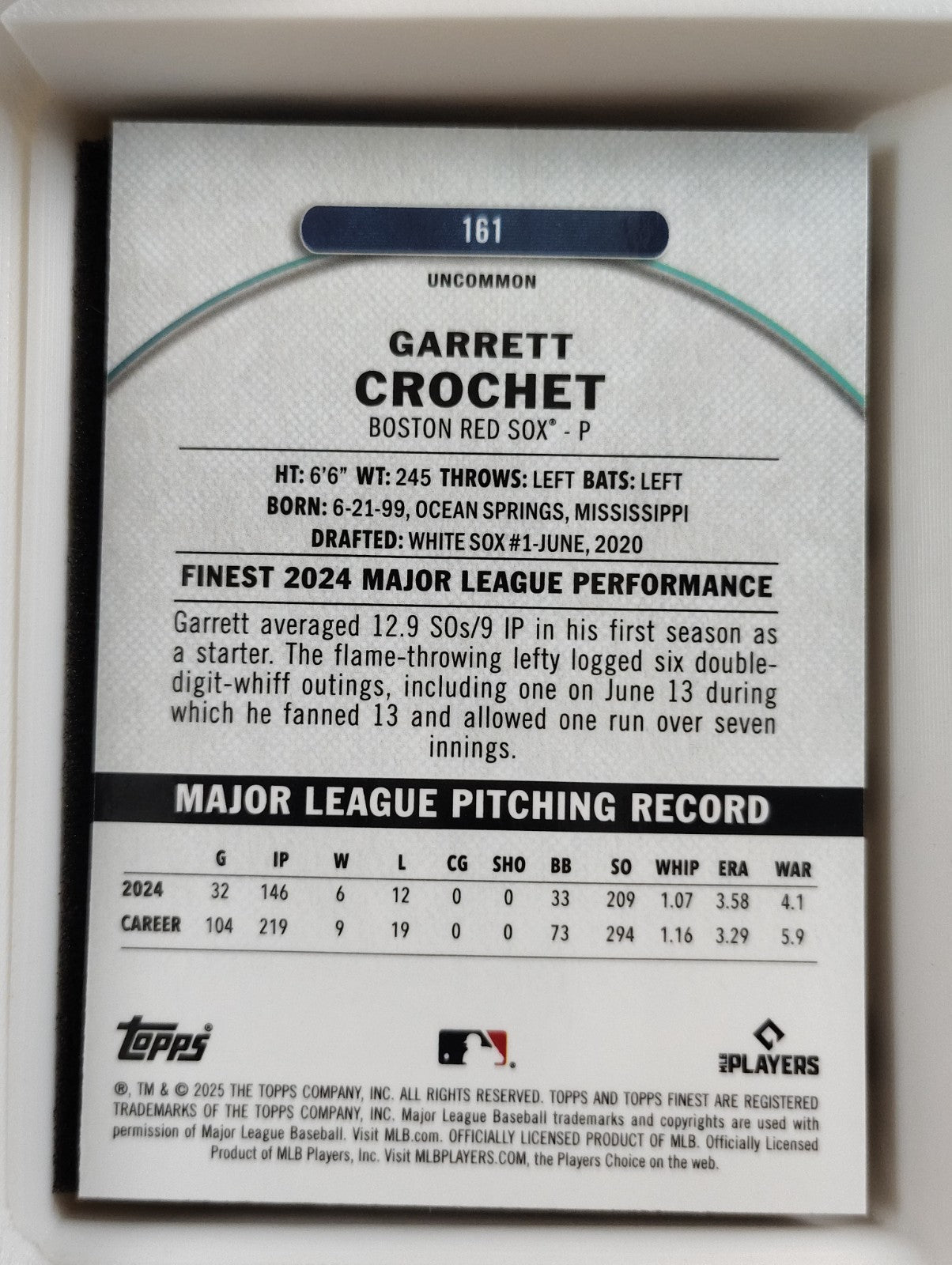 2025 Topps Finest - Uncommon Garrett Crochet #161 Checkerboard Refractor