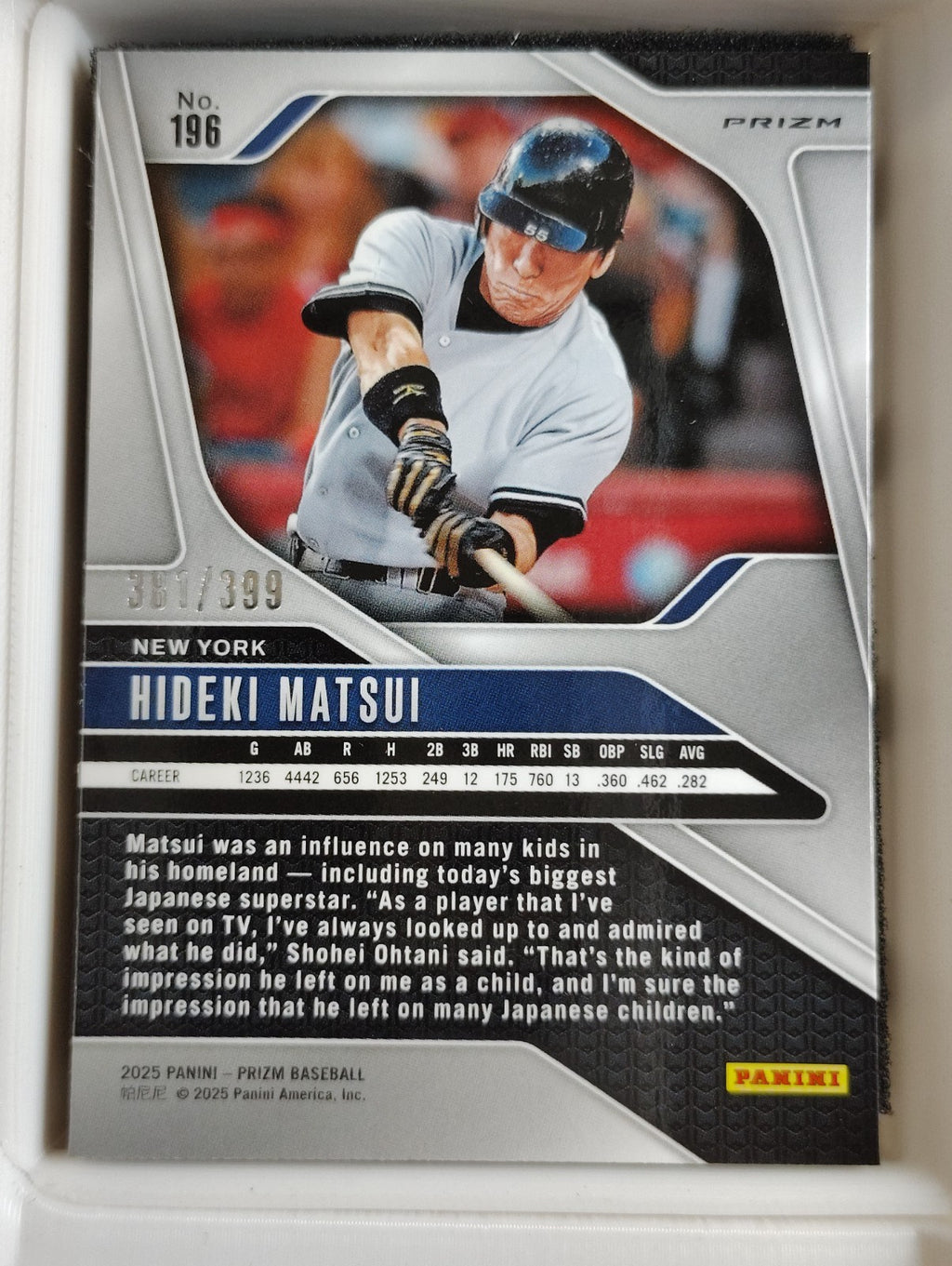 2025 Panini Prizm #196 Hideki Matsui Orange Pulsar 381/399