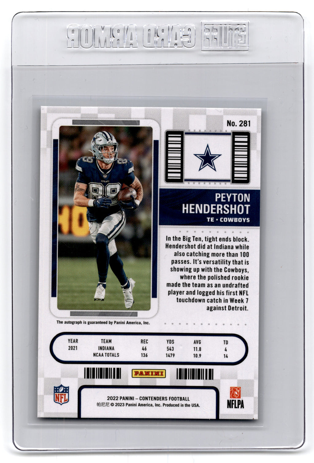 2022 Panini Contenders - Rookie Ticket #281 Peyton Hendershot Starburst