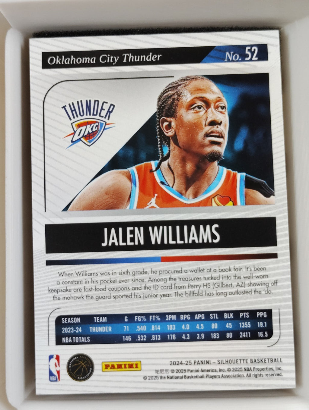 2024-25 Panini Silhouette Jalen Williams #52