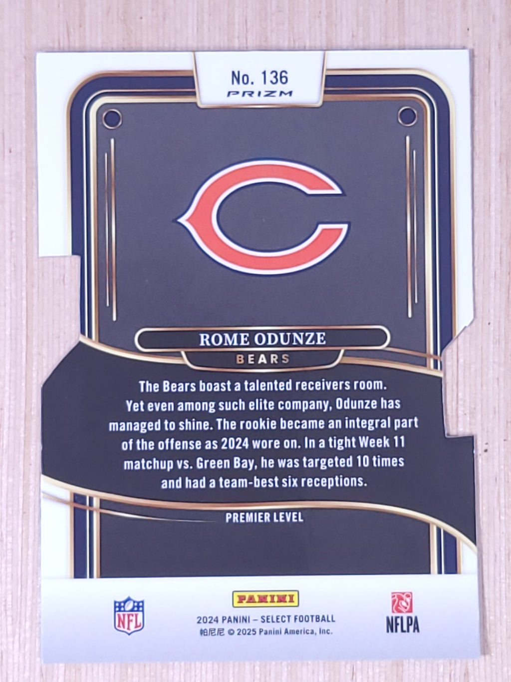 2024 Panini Select #136 Rome Odunze Prizm Die-Cut Premier Level