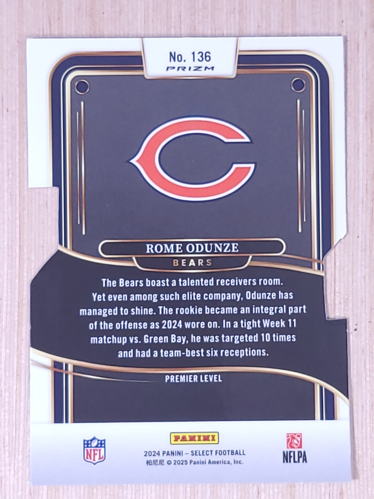 2024 Panini Select #136 Rome Odunze Prizm Die-Cut Premier Level