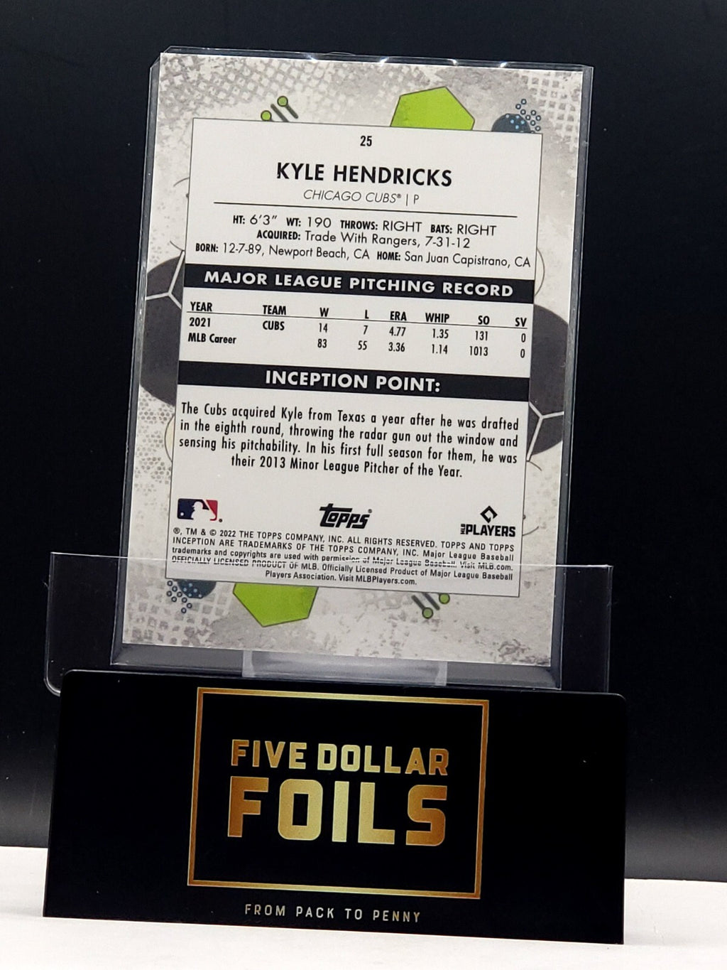 *Free Shipping @ $10* 2022 Topps Inception - #25 Kyle Hendricks Purple 121/150