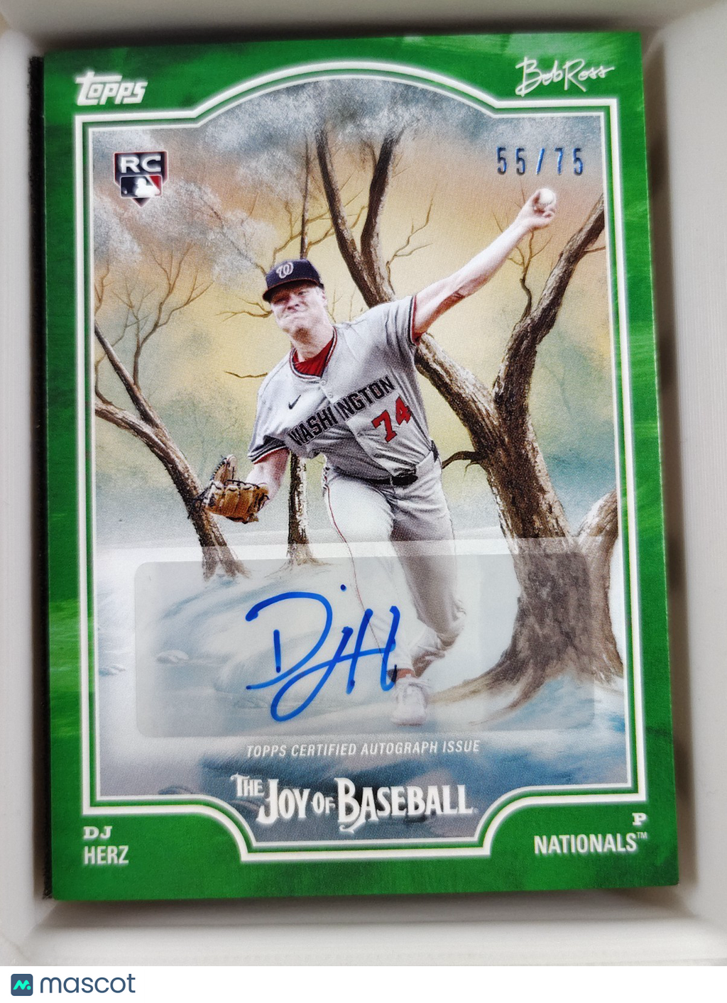 2025 Topps X Bob Ross The Joy of Baseball DJ Herz #76G Green Auto