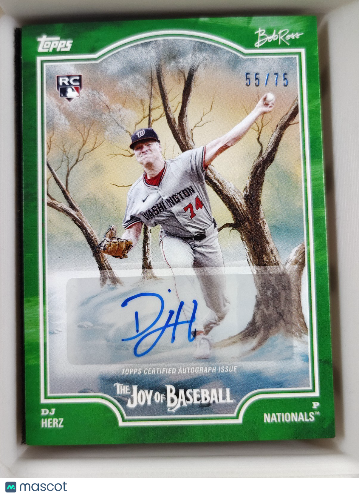 2025 Topps X Bob Ross The Joy of Baseball DJ Herz #76G Green Auto