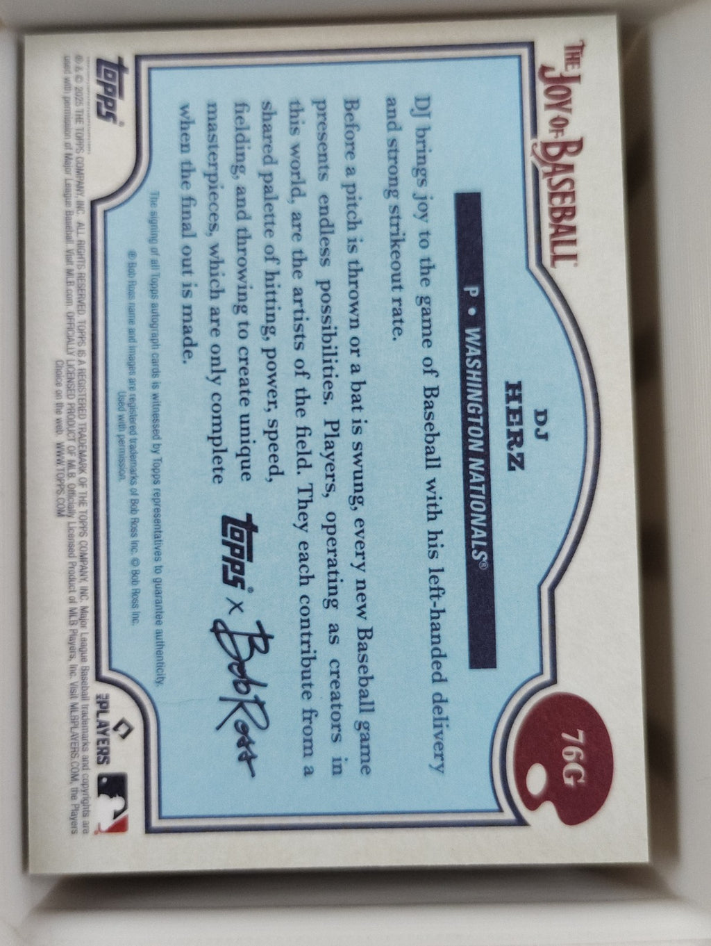 2025 Topps X Bob Ross The Joy of Baseball DJ Herz #76G Green Auto