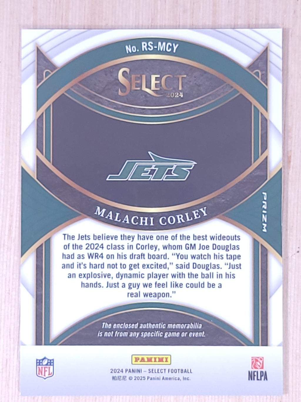2024 Panini Select #RS-MCY Malachi Corley Patch