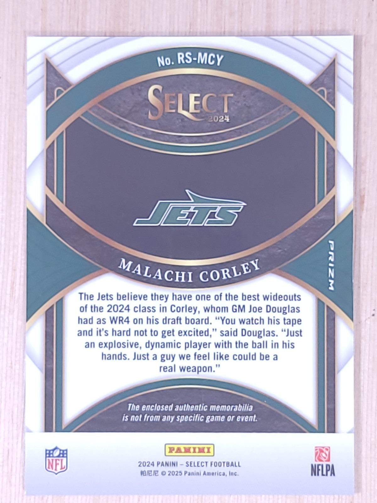 2024 Panini Select #RS-MCY Malachi Corley Patch