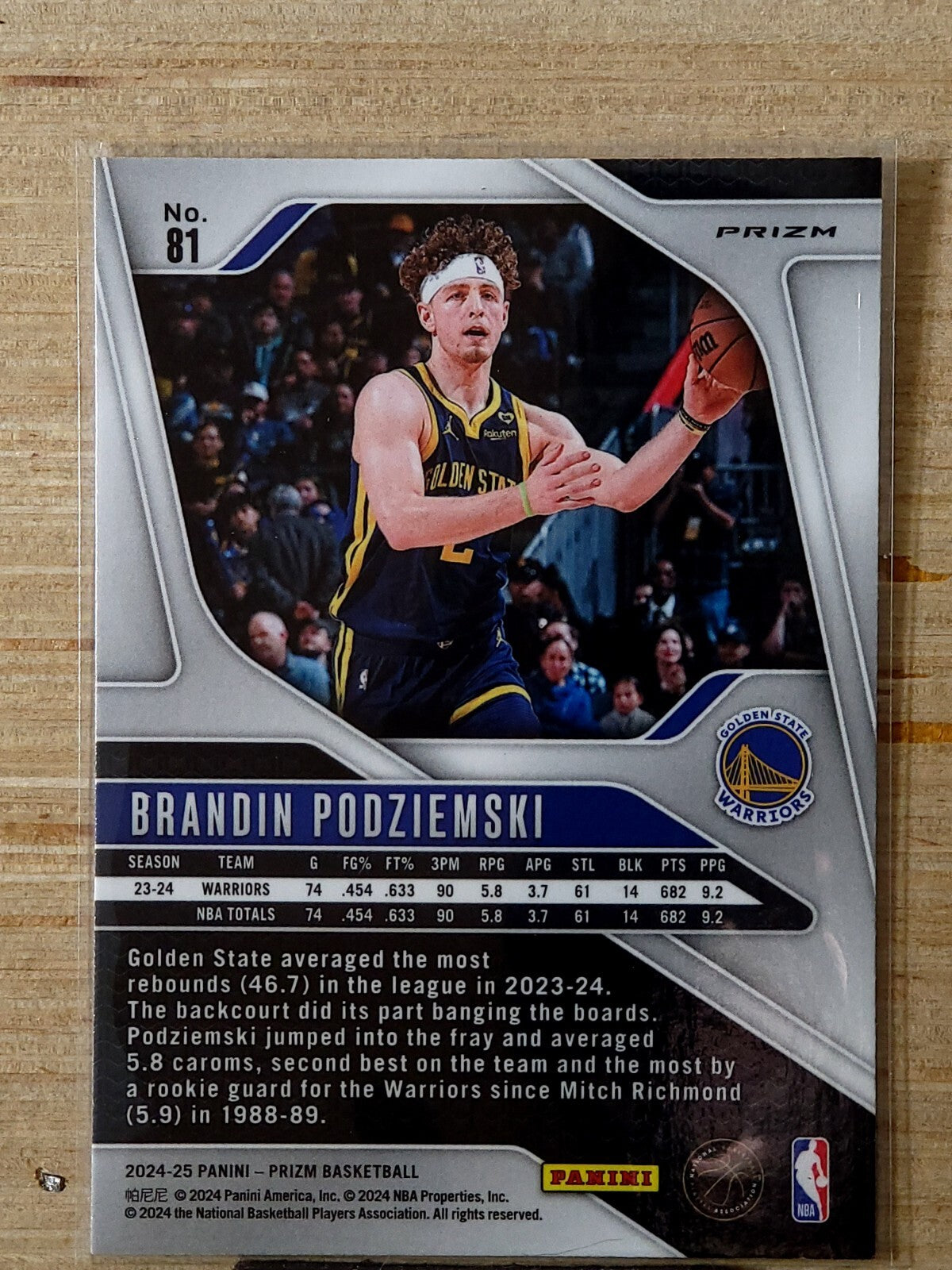 2024-25 Panini Prizm #81 Brandin Podziemski Silver Prizm