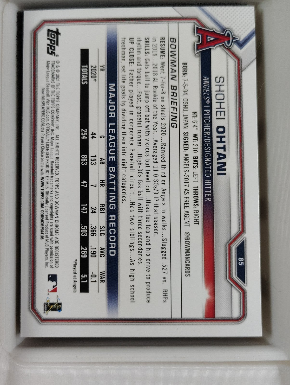 2021 Bowman - Shohei Ohtani #85