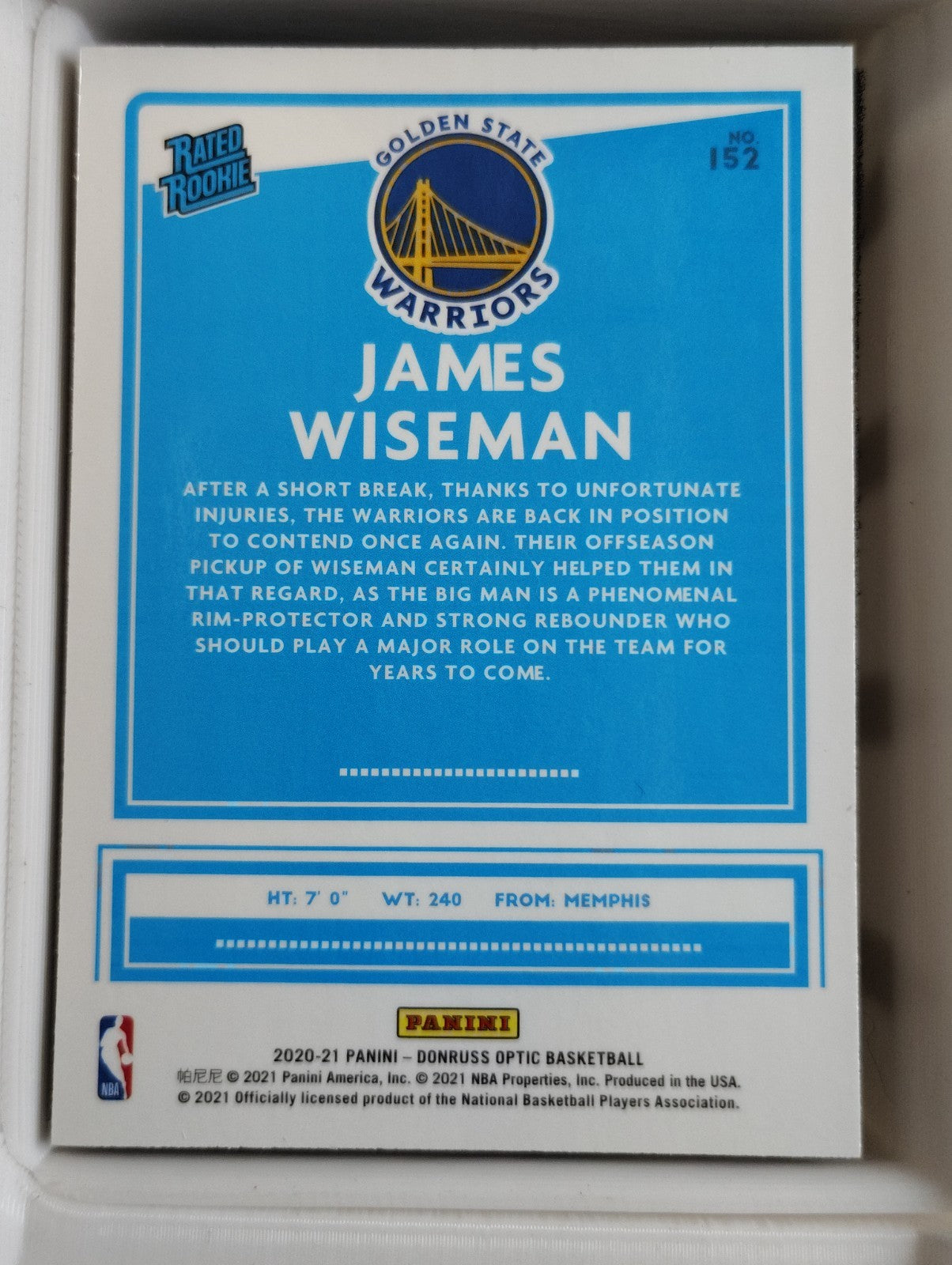 2020-21 Panini Donruss Optic James Wiseman #152