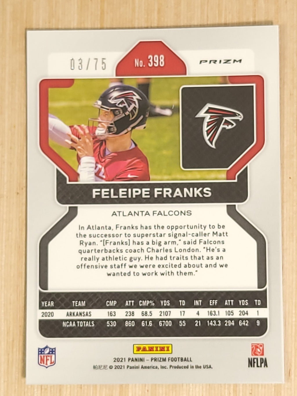 2021 Panini Prizm - Rookie Feleipe Franks #398 Green Scope Prizm (RC)