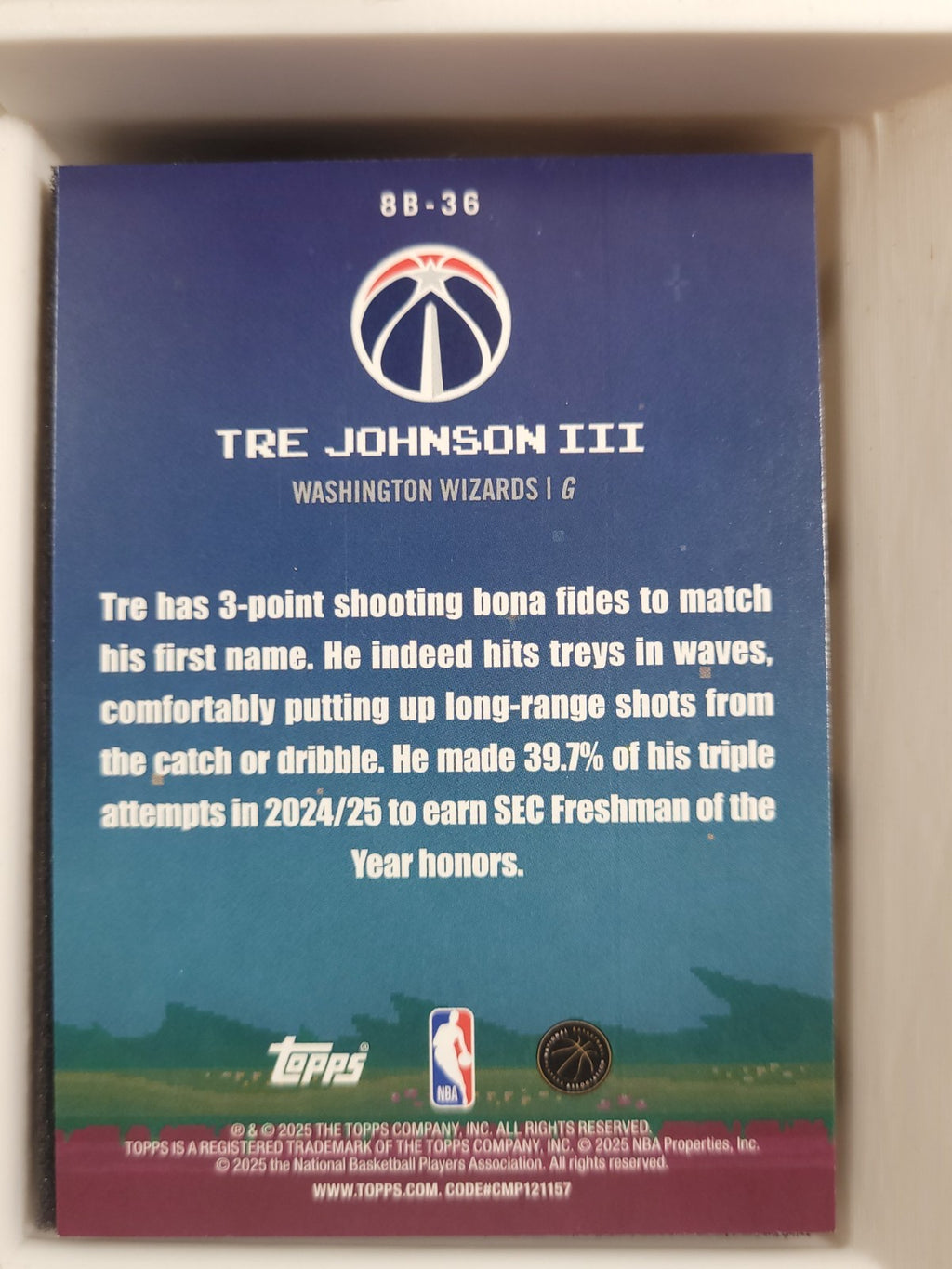 2025 Topps Basketball 8Bit Ballers Tre Johnson III Holofoil 8b-36