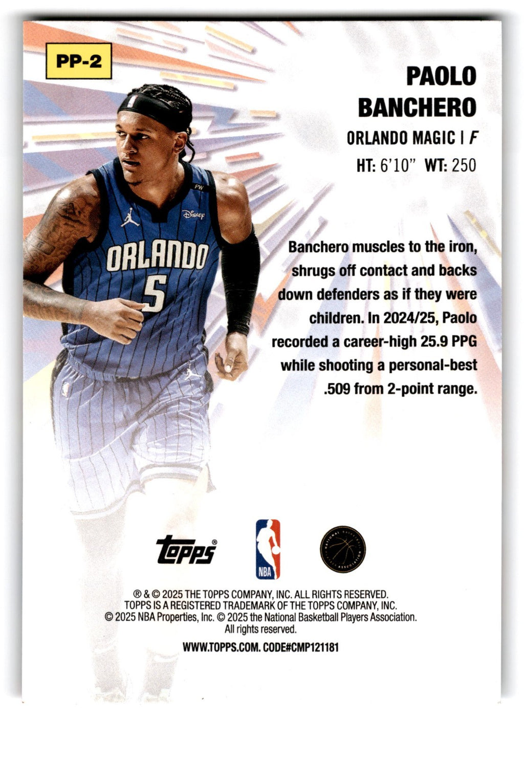 2025-26 Topps - Power Players Paolo Banchero #PP-2 Holofoil