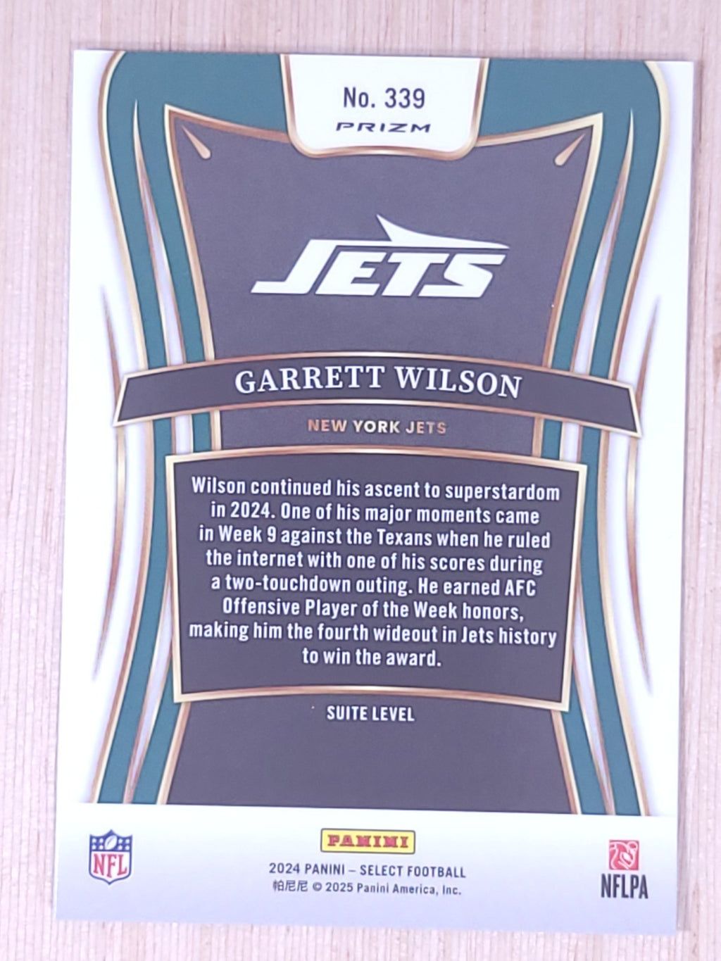 2024 Panini Select #339 Garrett Wilson Suite Level Prizm
