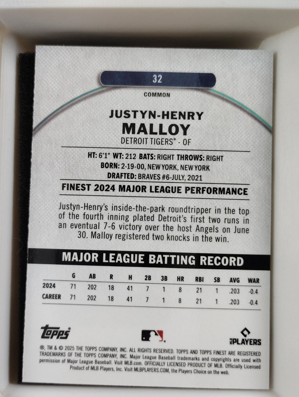 2025 Topps Finest - Common Justyn-Henry Malloy #32 Blue 153/325