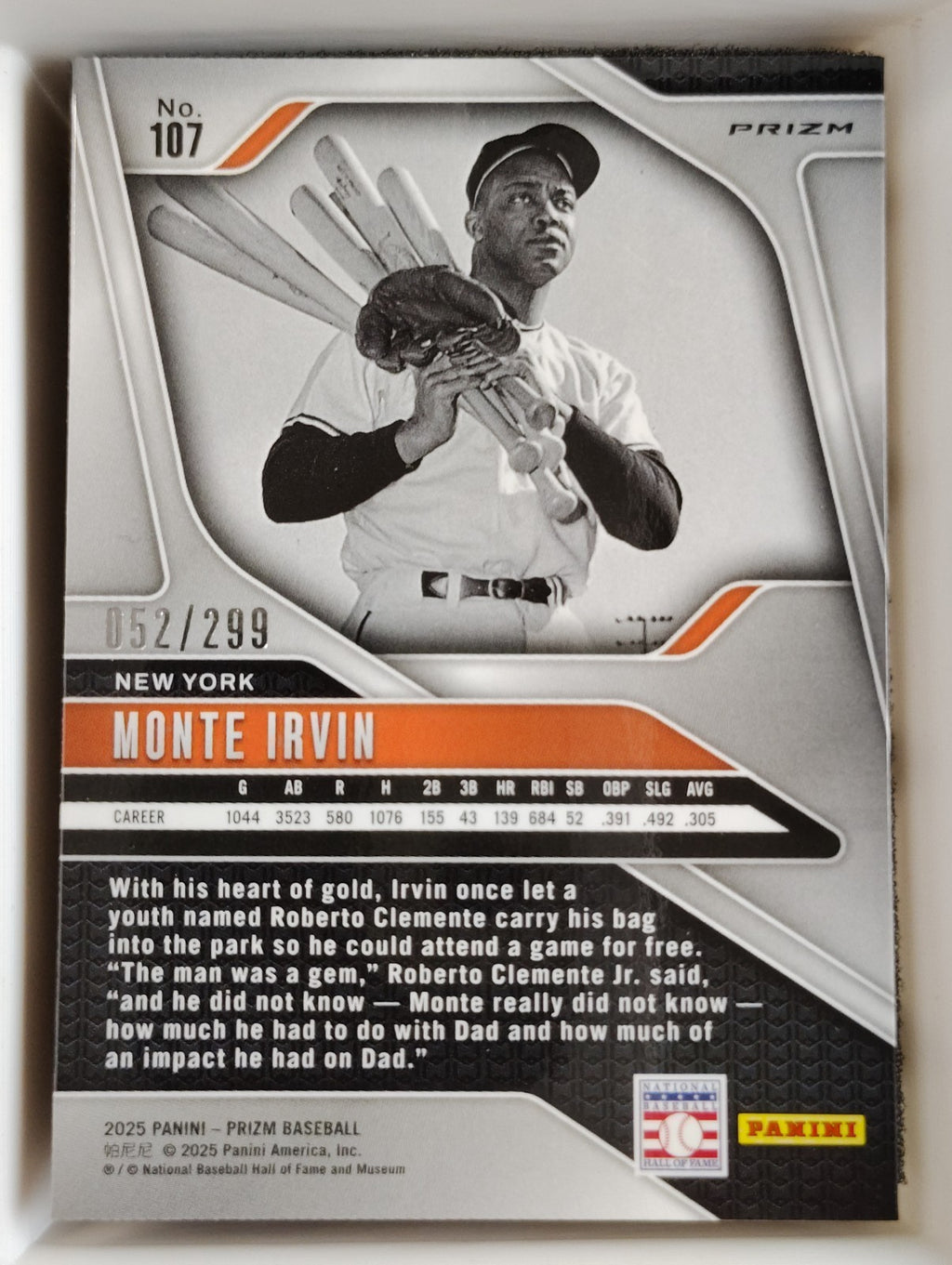 2025 Panini Prizm #107 Monte Irvin 052/299