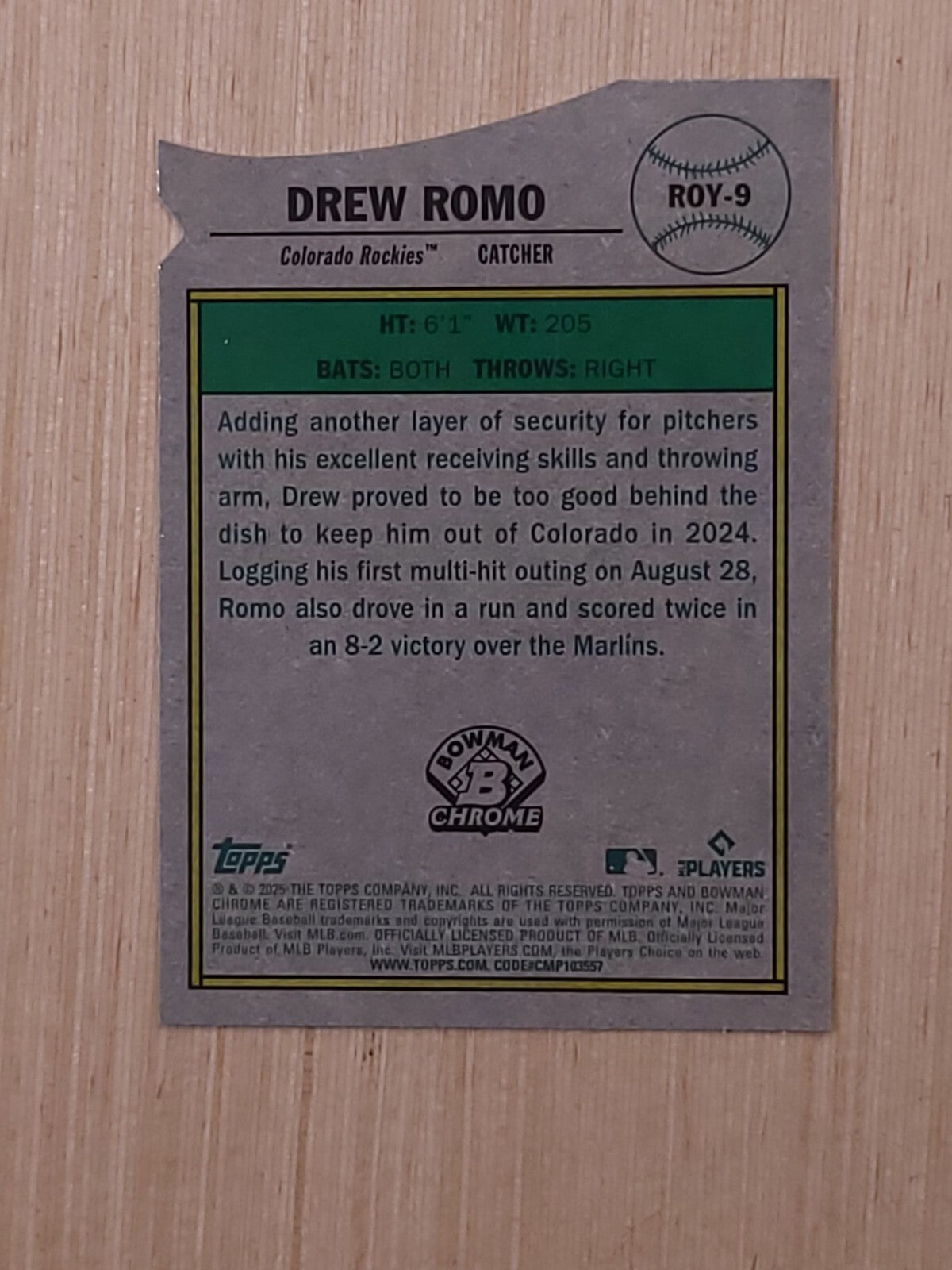 2025 Bowman Chrome #ROY-9 Drew Romo Mega Box Mojo