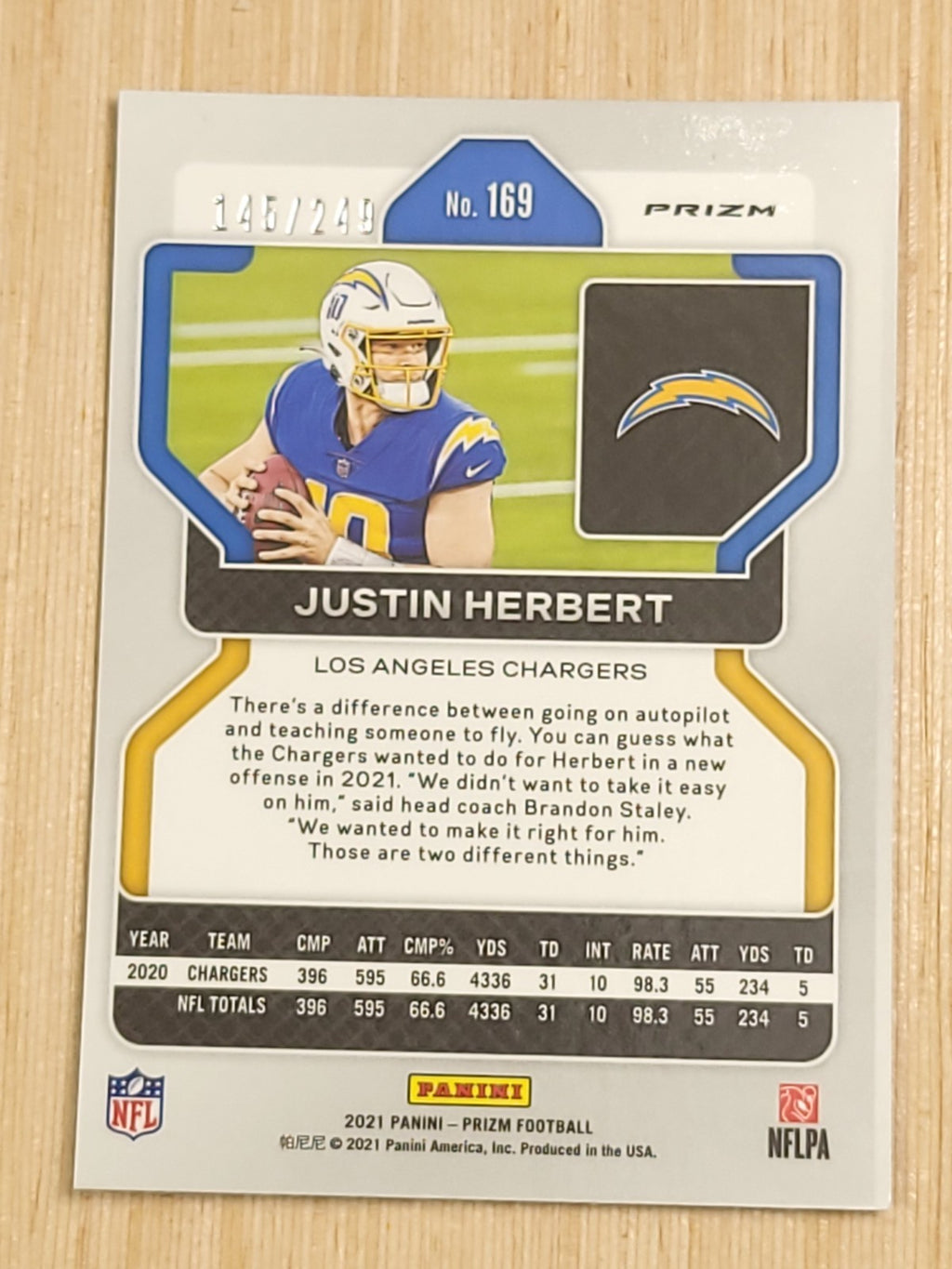 2021 Panini Prizm - Justin Herbert #169 Orange Prizm /249
