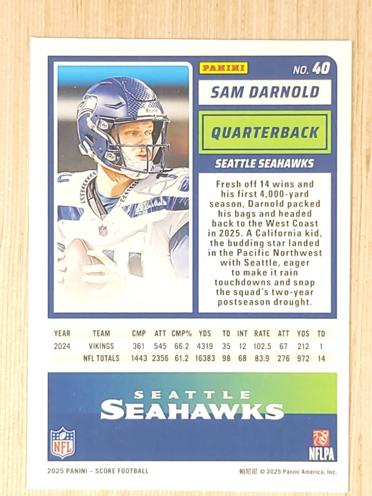2025 Score #40 Sam Darnold
