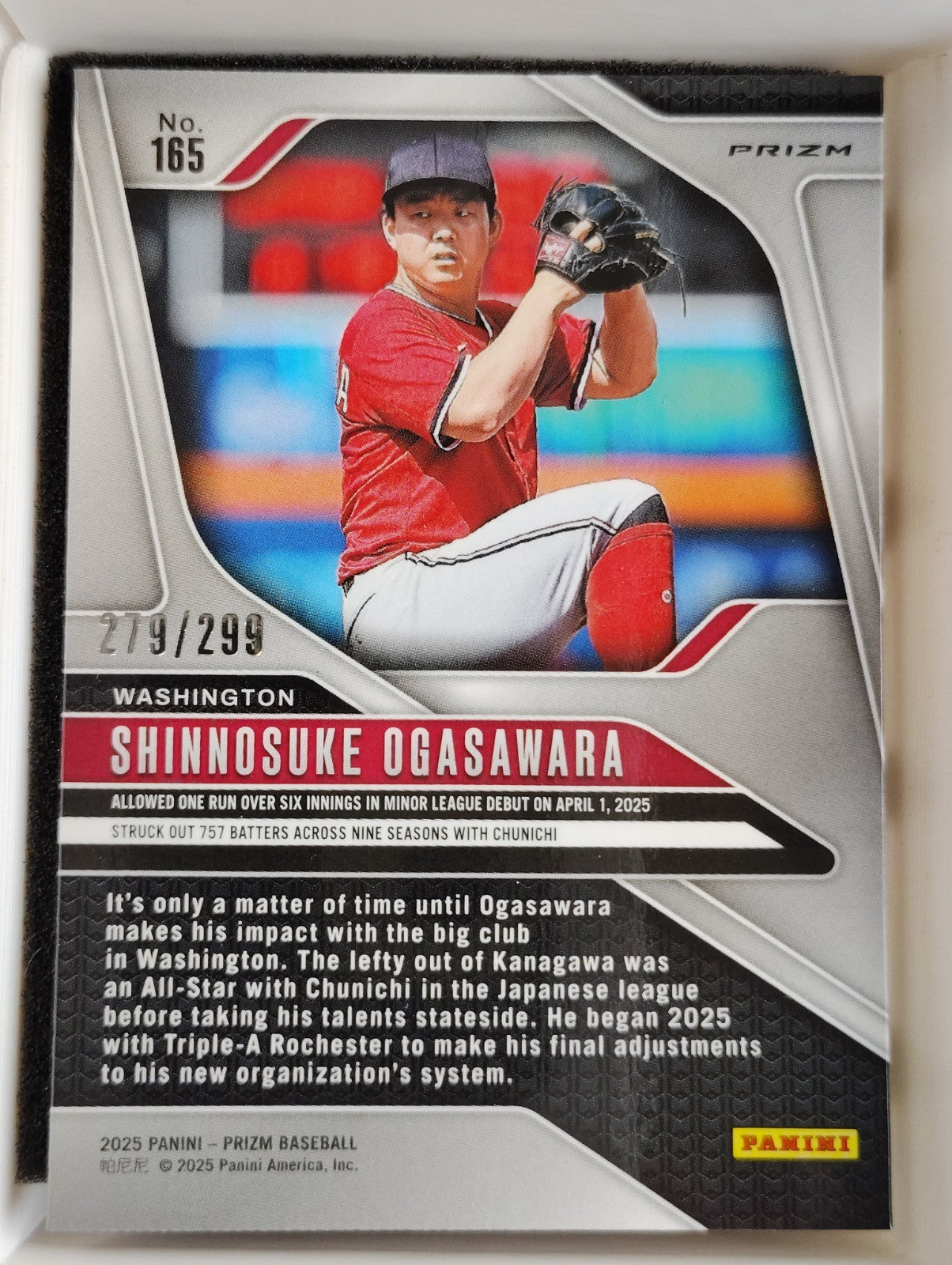 2025 Panini Prizm #165 Shinnosuke Ogasawara 279/299 Red