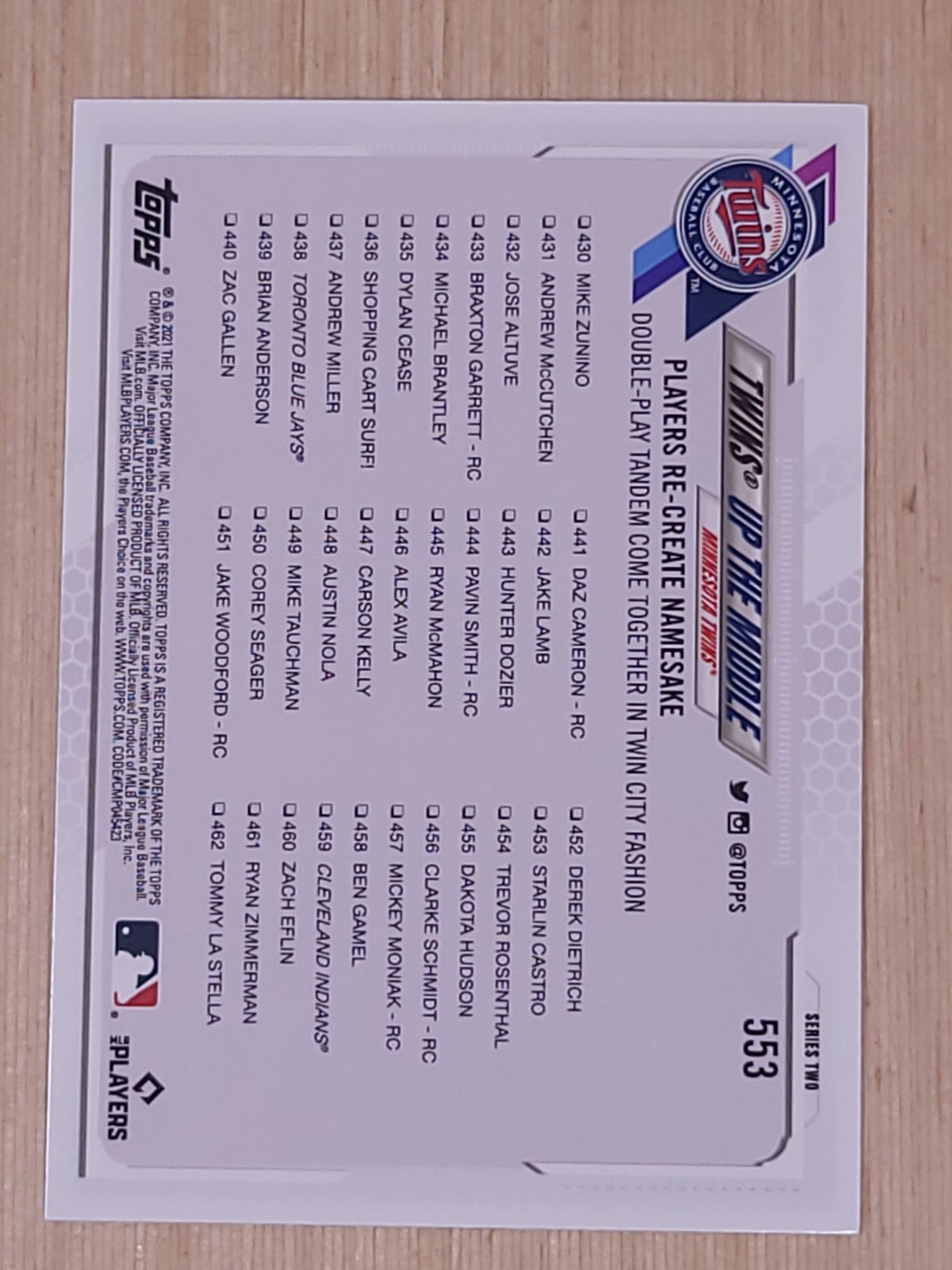 2021 Topps - Checklist Jorge Polanco, Marwin Gonzalez #553