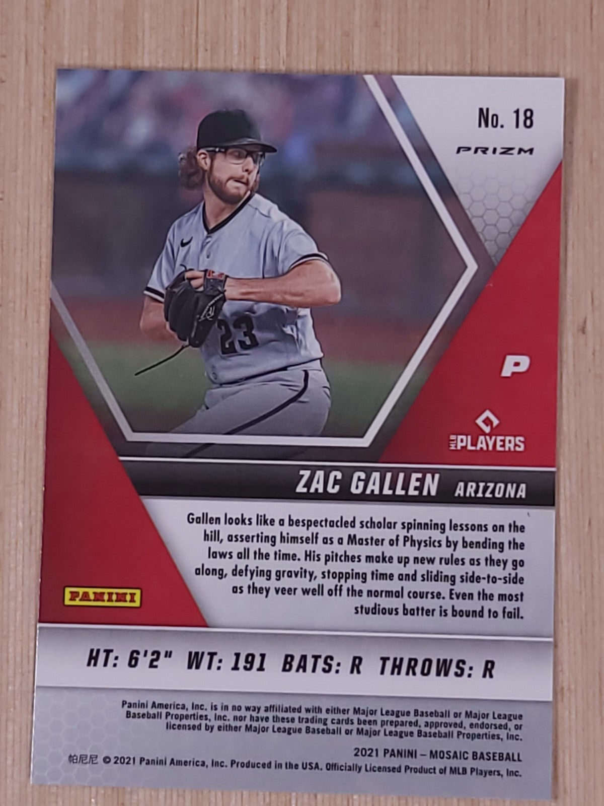 2021 Panini Mosaic - Zac Gallen #18 Mosaic Prizm
