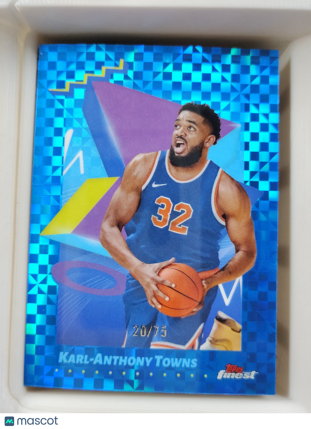 2024-25 Topps Finest Karl-Anthony Towns #153 Blue Checkerboard Refractor 20/75
