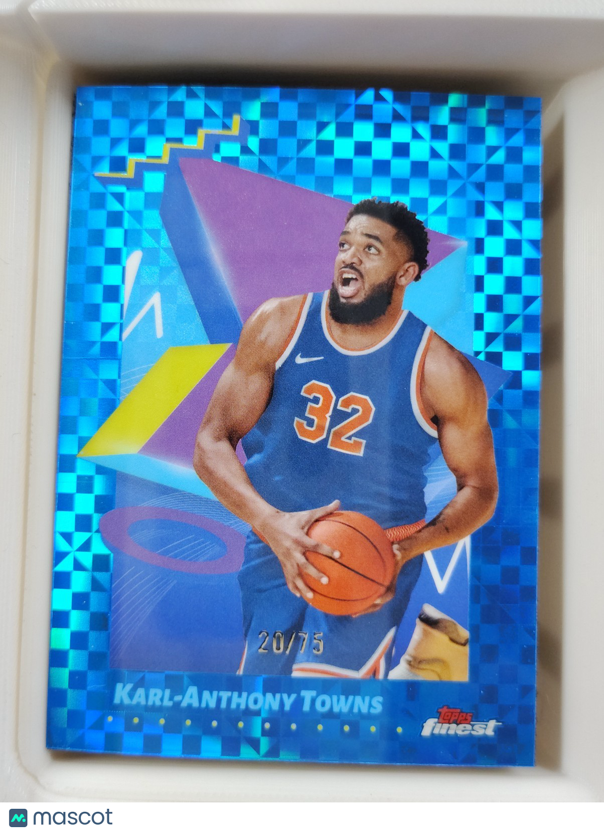 2024-25 Topps Finest Karl-Anthony Towns #153 Blue Checkerboard Refractor 20/75