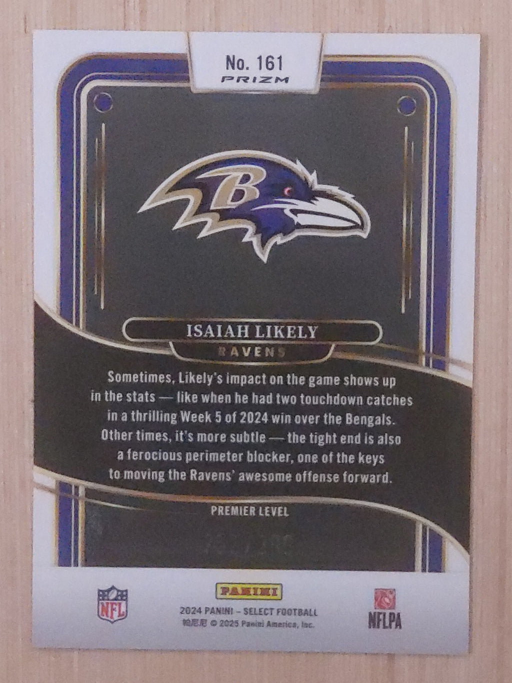 2024 Panini Select #161 Isaiah Likely Orange Shock  /299