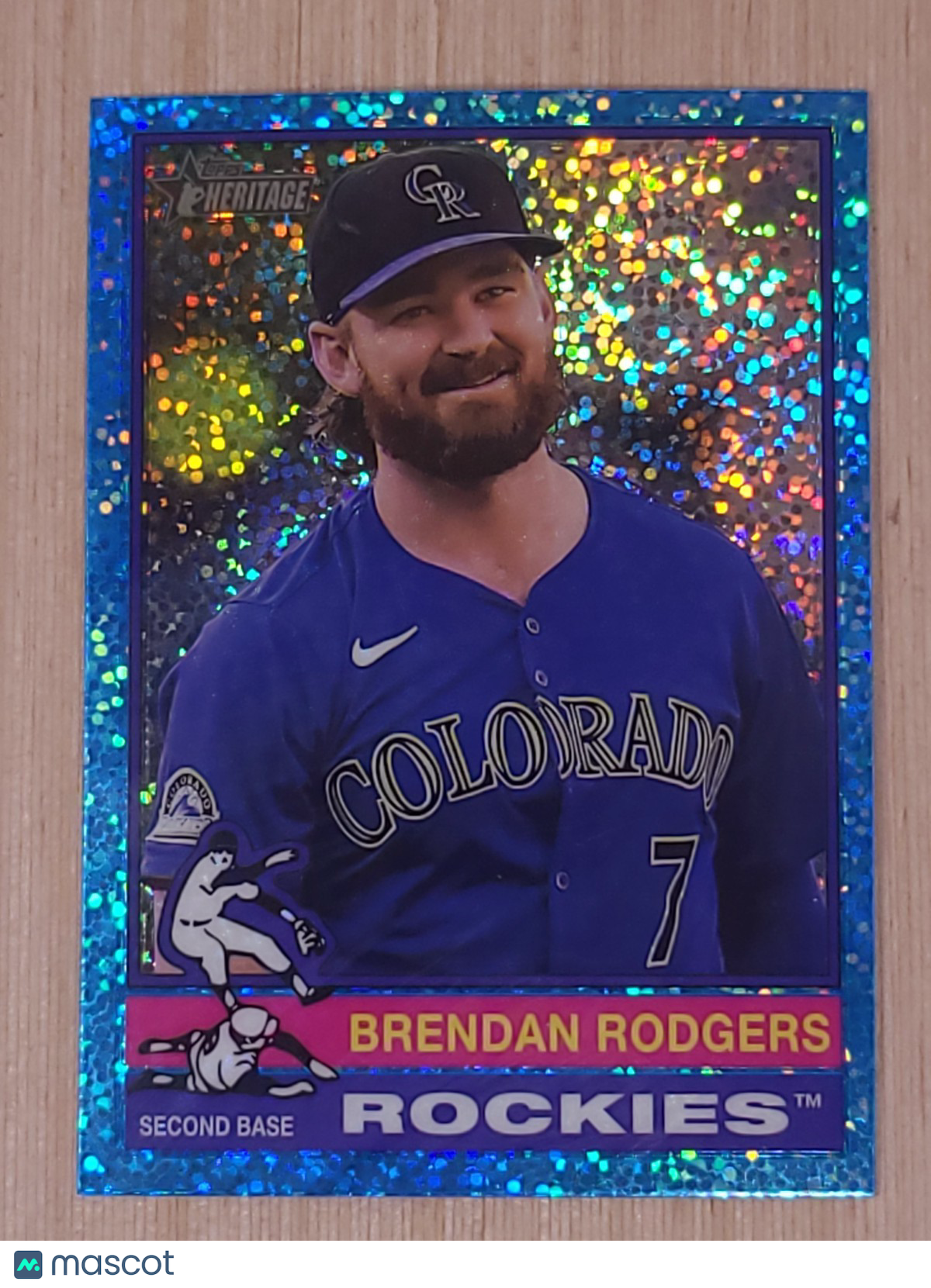 2025 Topps Heritage - Brendan Rodgers #293 Chrome Light Blue Sparkle