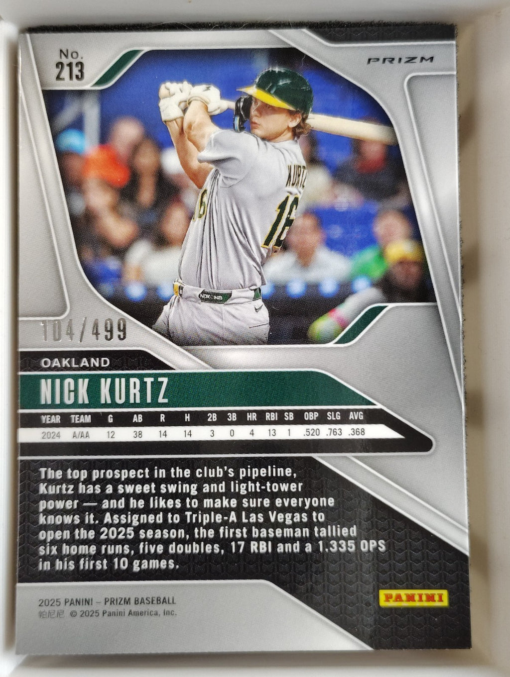 2025 Panini Prizm Nick Kurtz #213 Pulsar 104/499