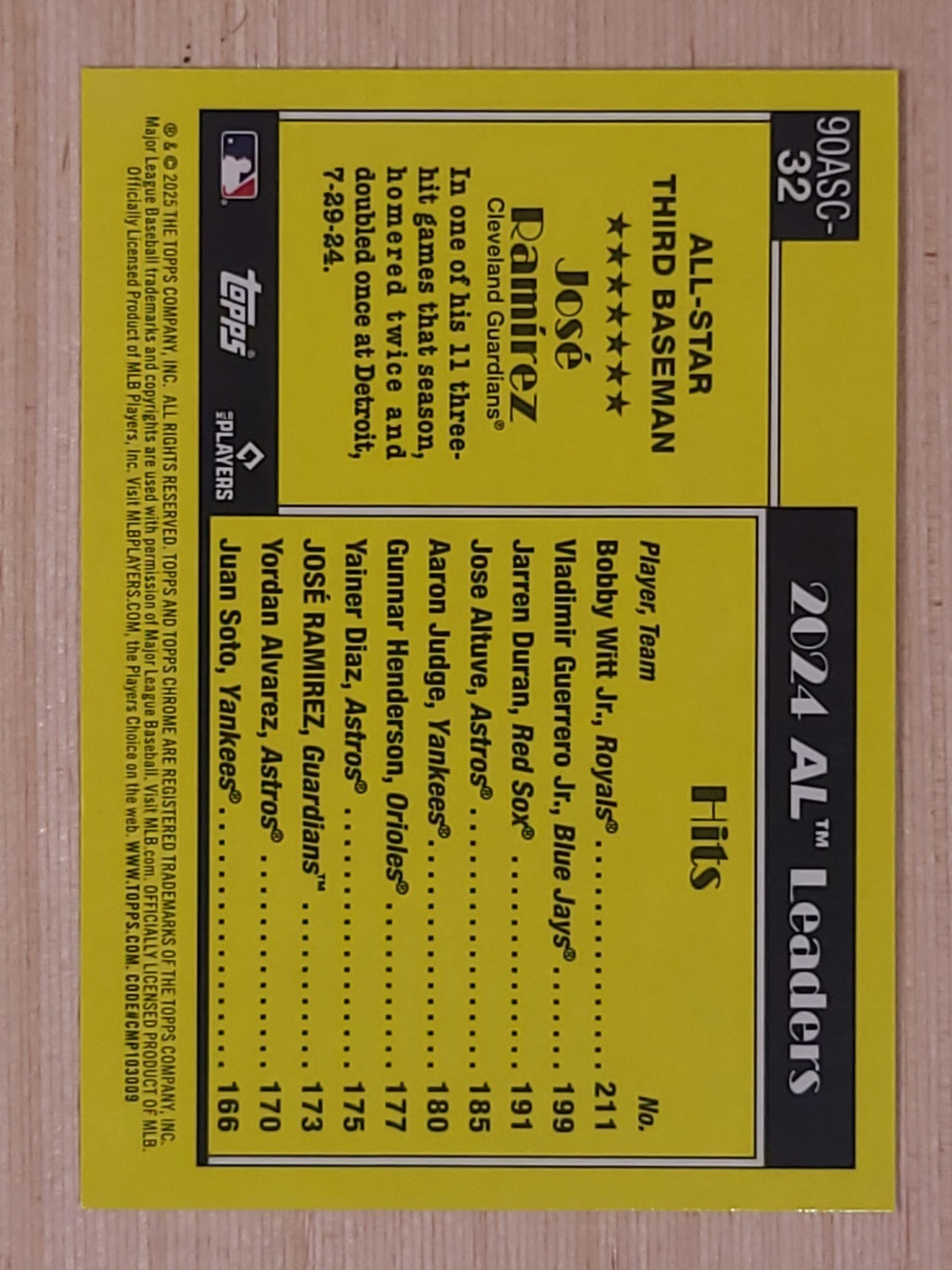 2025 Topps Series 2 Mojo All Star #90ASC-32 Jose Ramirez