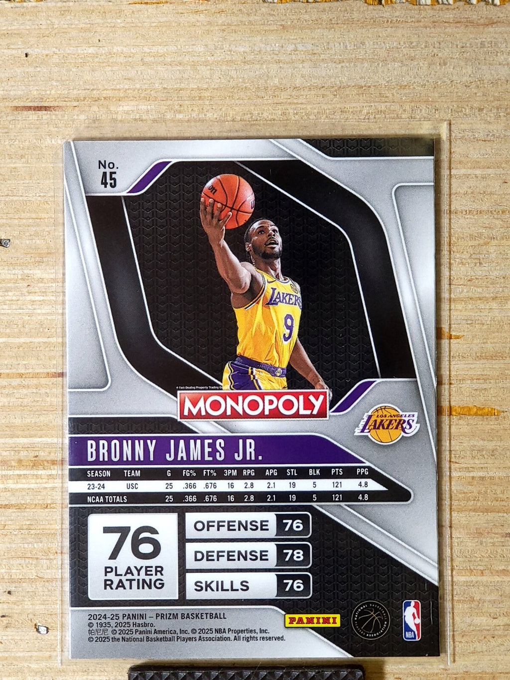 2024 Panini NBA Prizm Monopoly Bronny James Jr.  #45