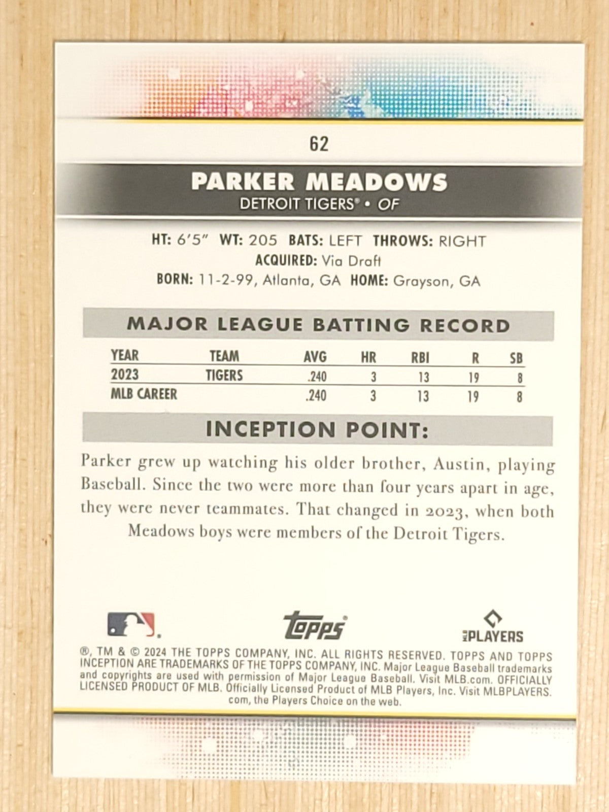 2024 Topps Inception - Parker Meadows #62