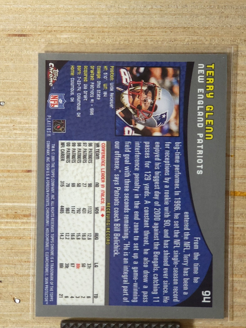 2001 Topps Chrome - Terry Glenn #94