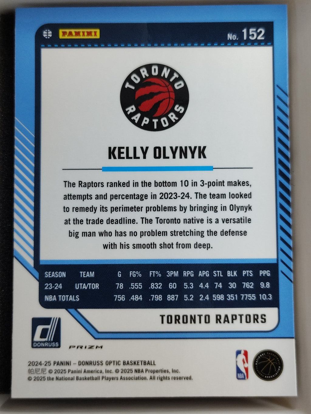 2024-25 Panini Donruss Optic Kelly Olynyk #152 Purple Shock