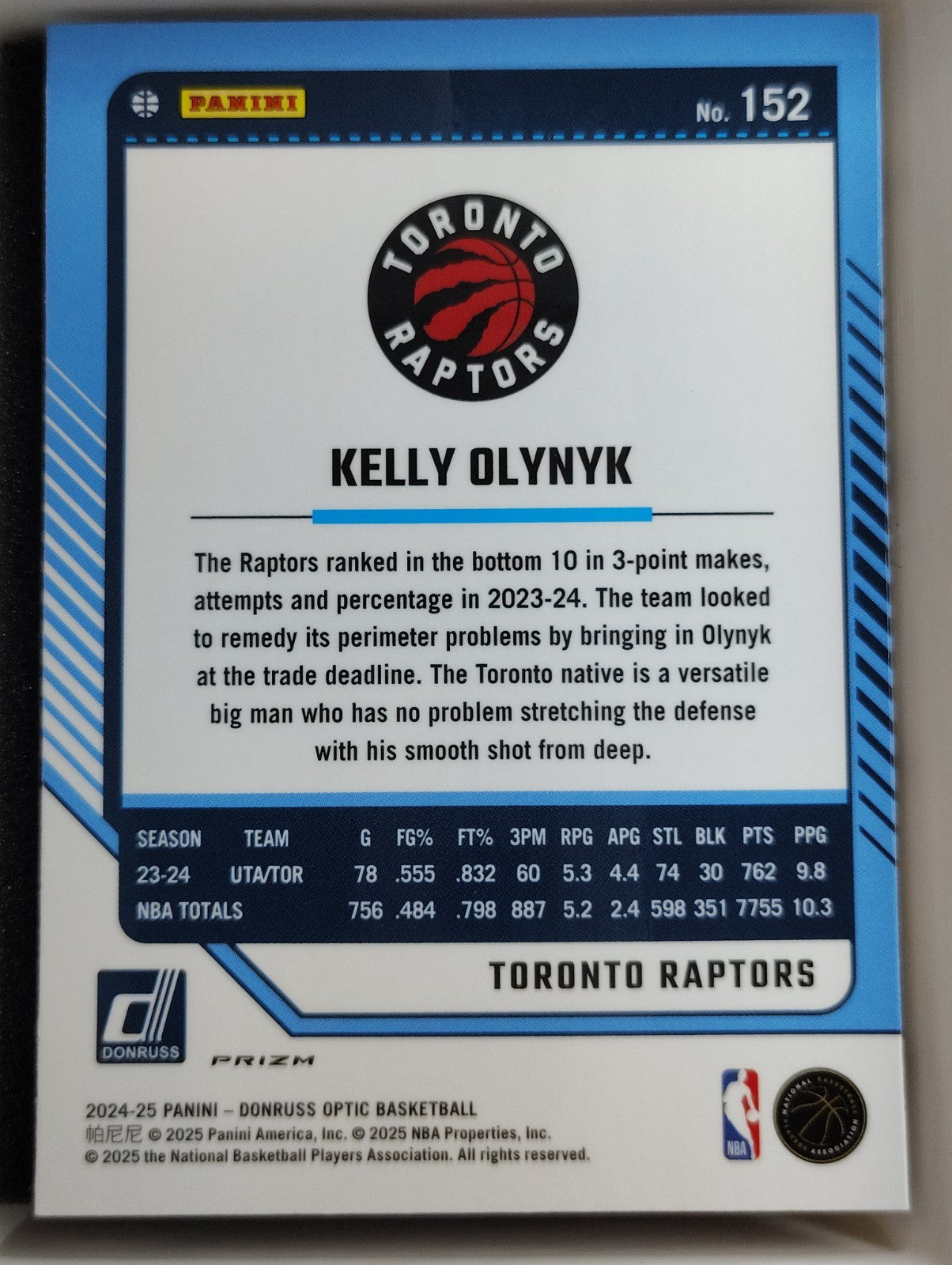 2024-25 Panini Donruss Optic Kelly Olynyk #152 Purple Shock