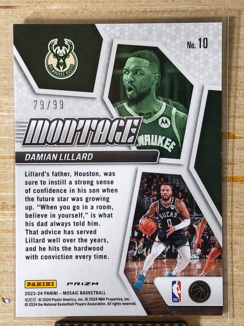 2023-24 Panini Mosaic - Montage Damian Lillard #10 Purple Mosaic Prizm 79/99