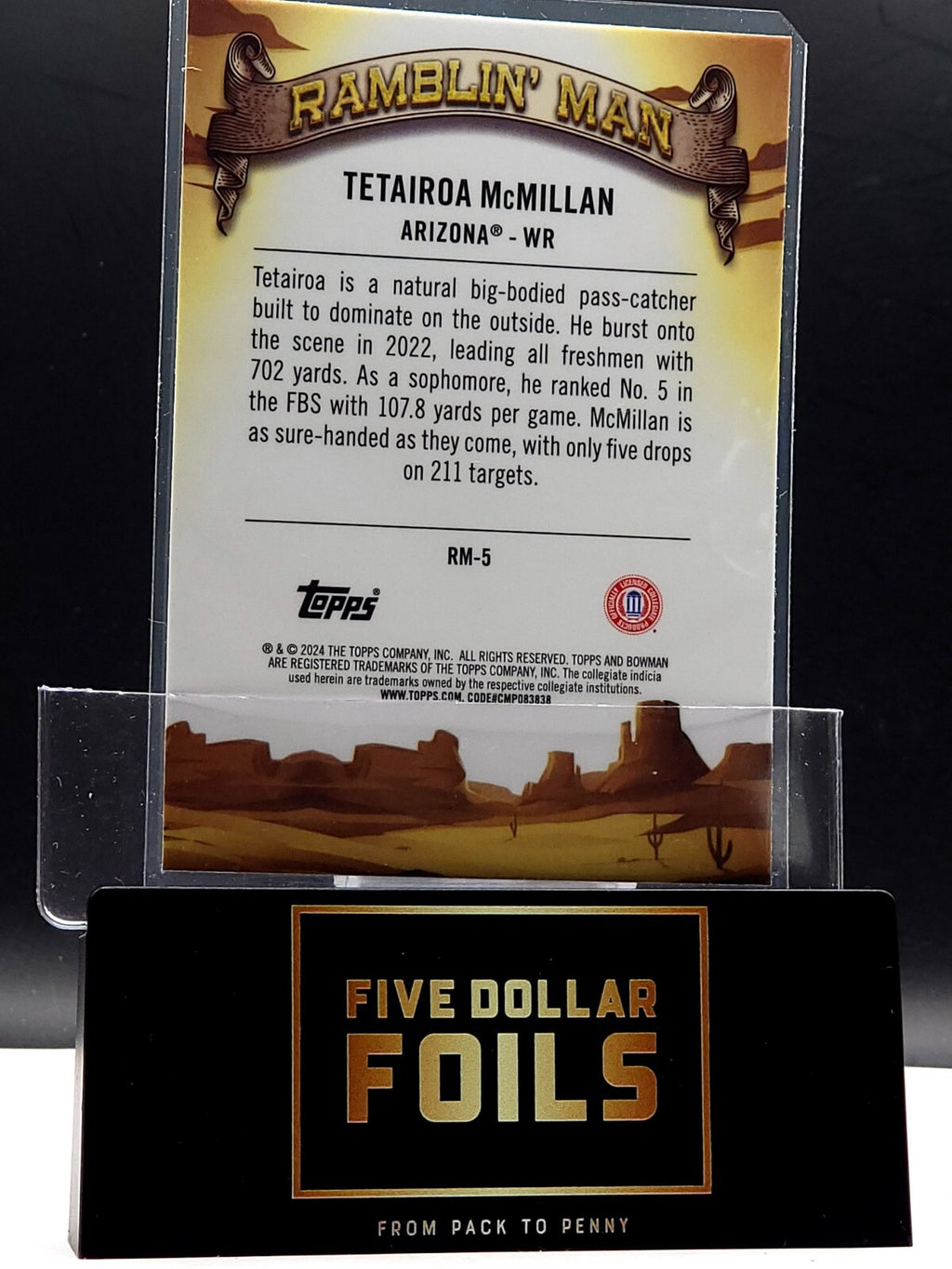 2024 Bowman University Chrome Ramblin' Man RM-5 Tetairoa McMillan